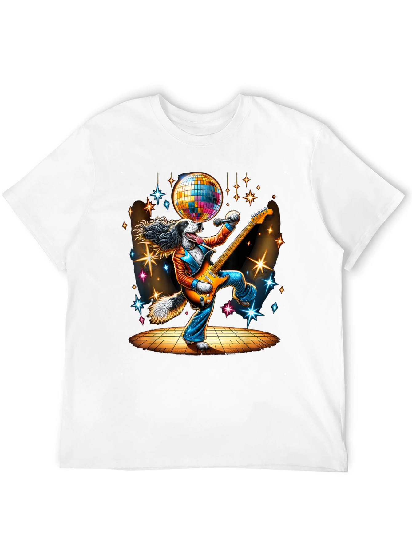 Disco Dog Guitarist Graphic Tee