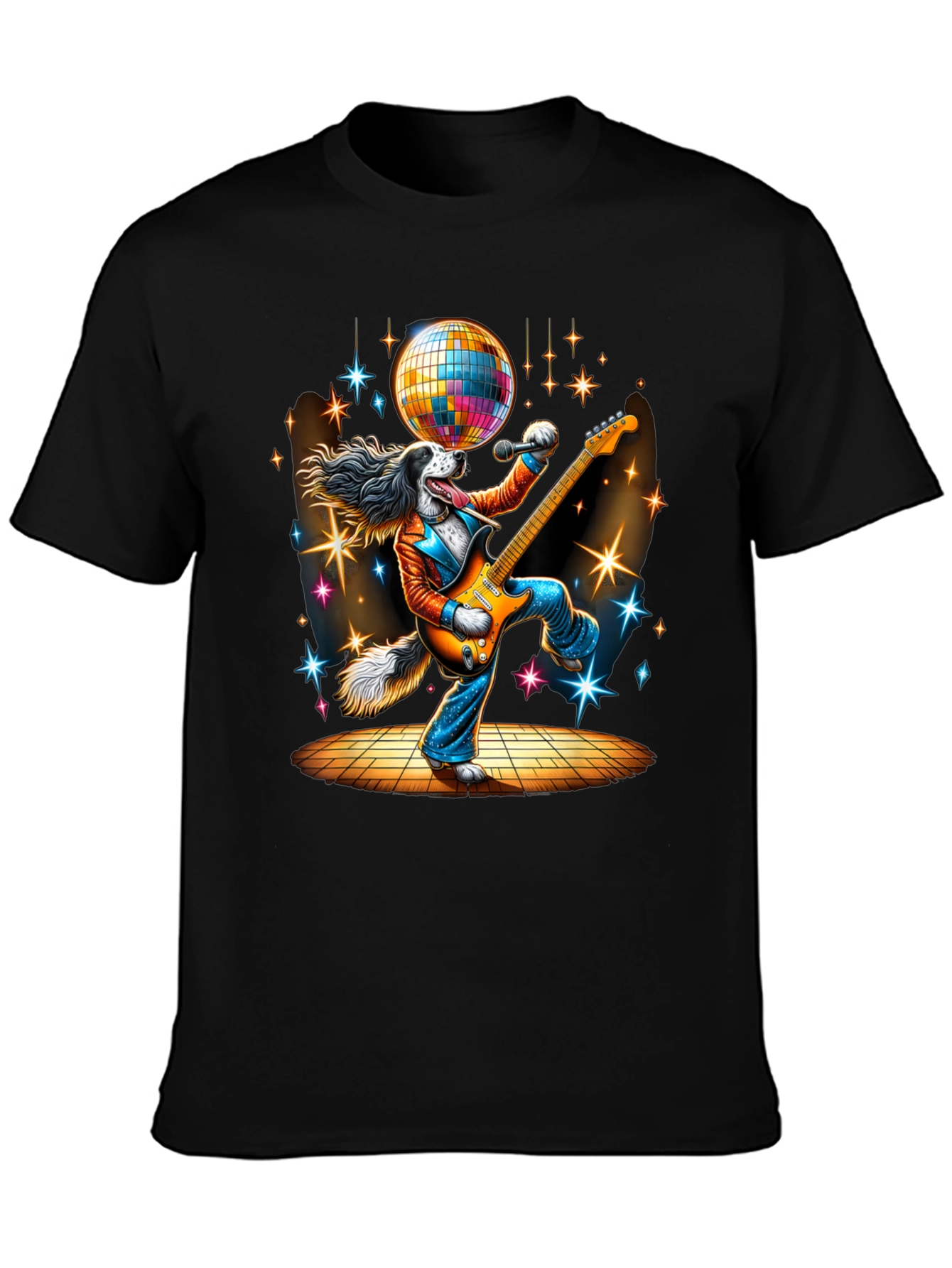 Disco Dog Guitarist Graphic Tee