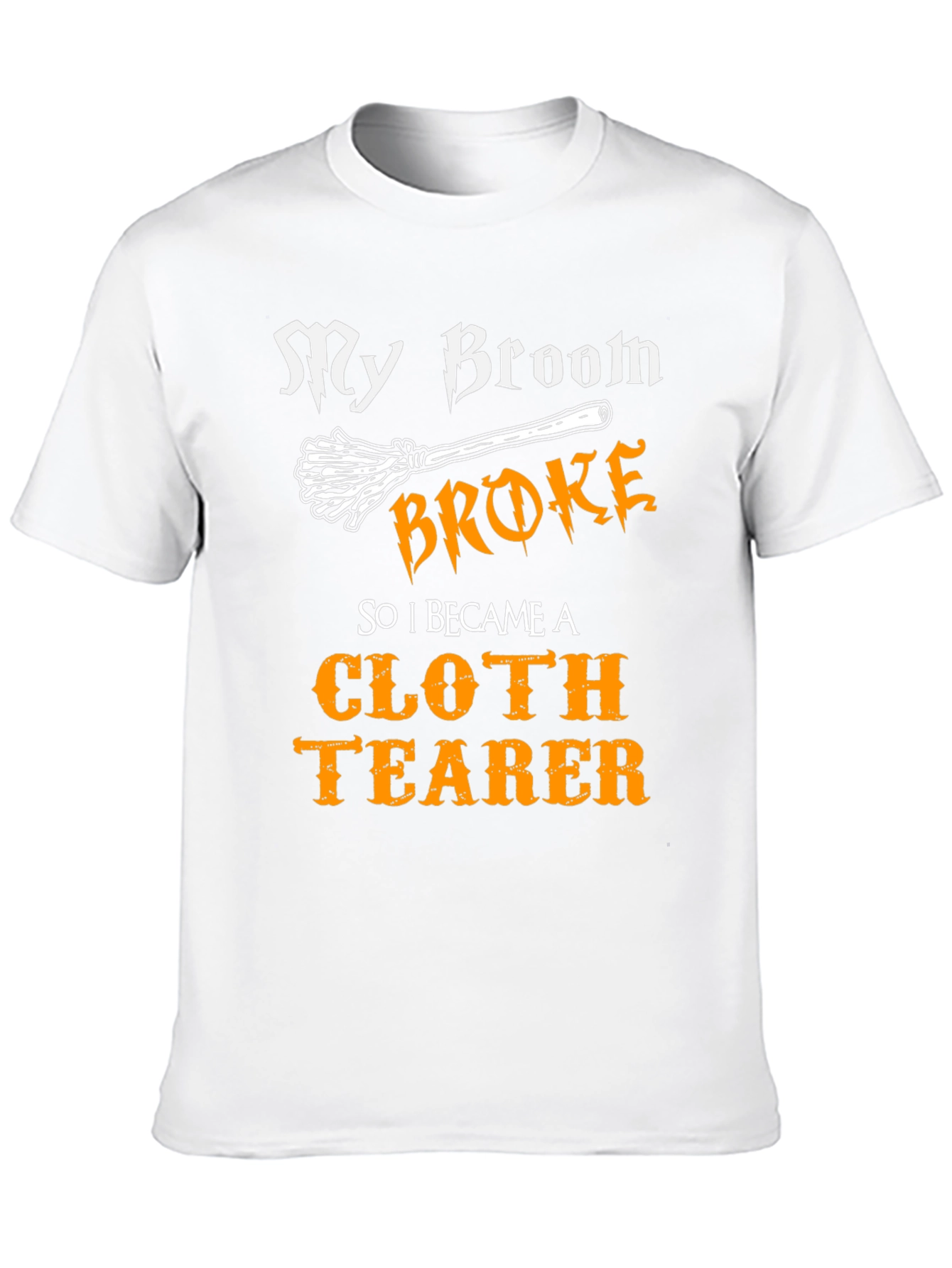 Funny Cloth Tearer T-Shirt - Halloween Witch Broom Tee