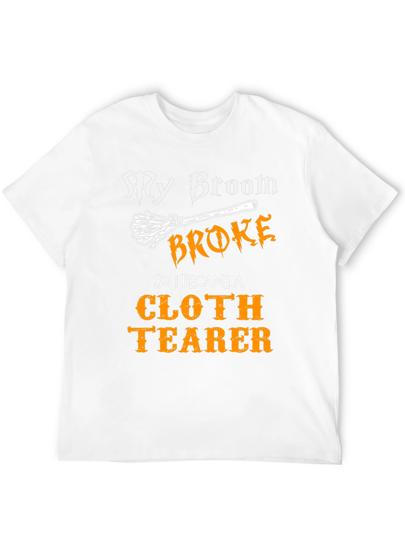 Funny Cloth Tearer T-Shirt - Halloween Witch Broom Tee