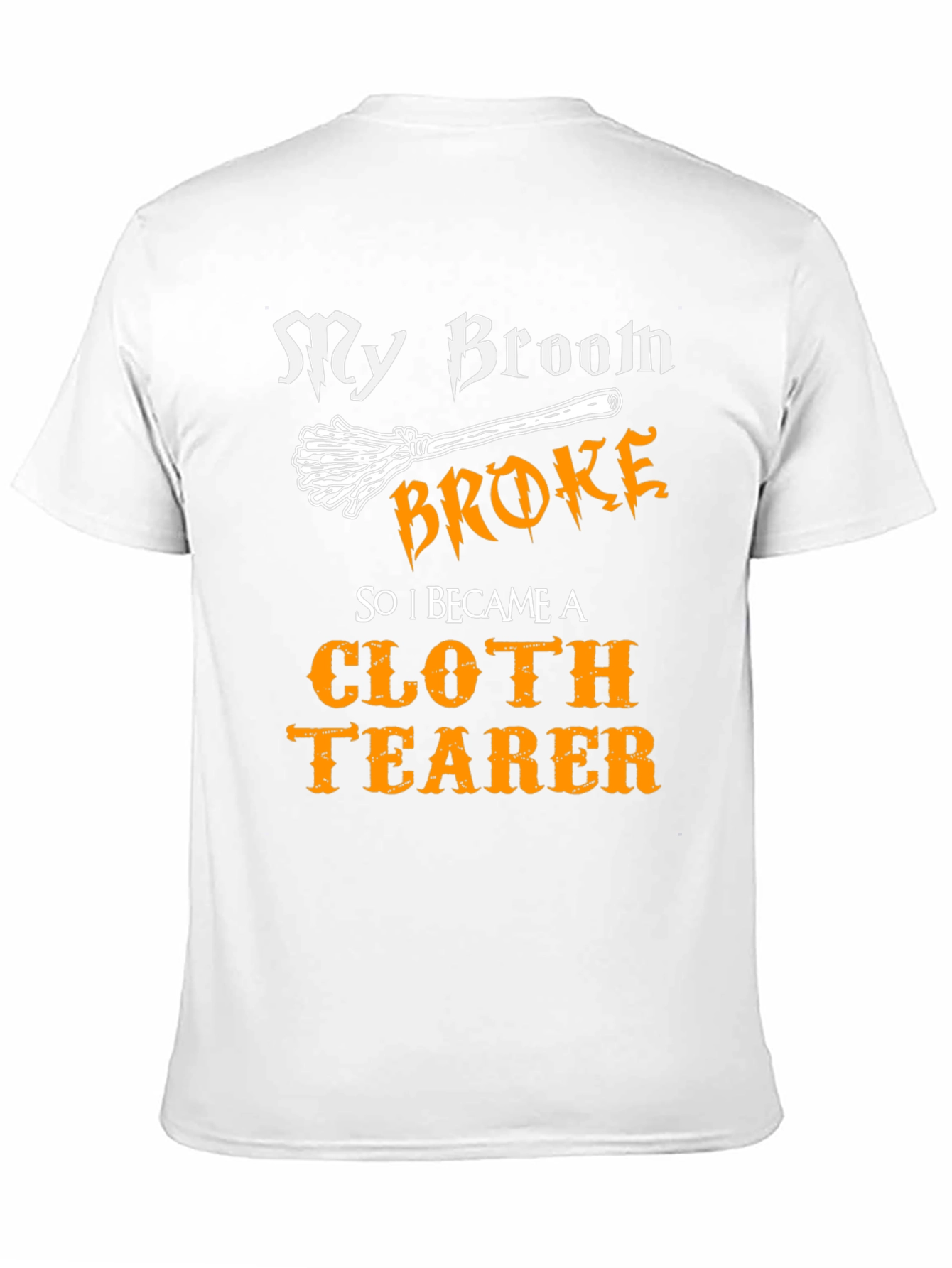 Funny Cloth Tearer T-Shirt - Halloween Witch Broom Tee