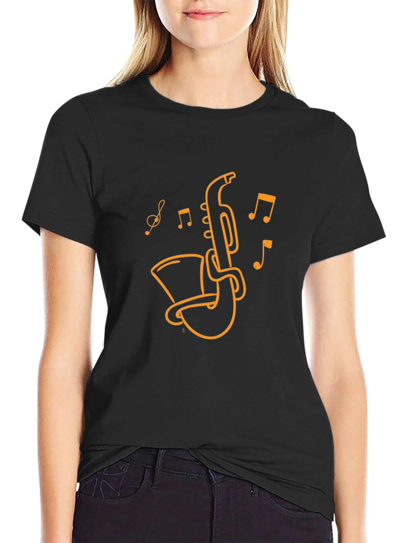 Saxophone Music Graphic T-Shirt - Black