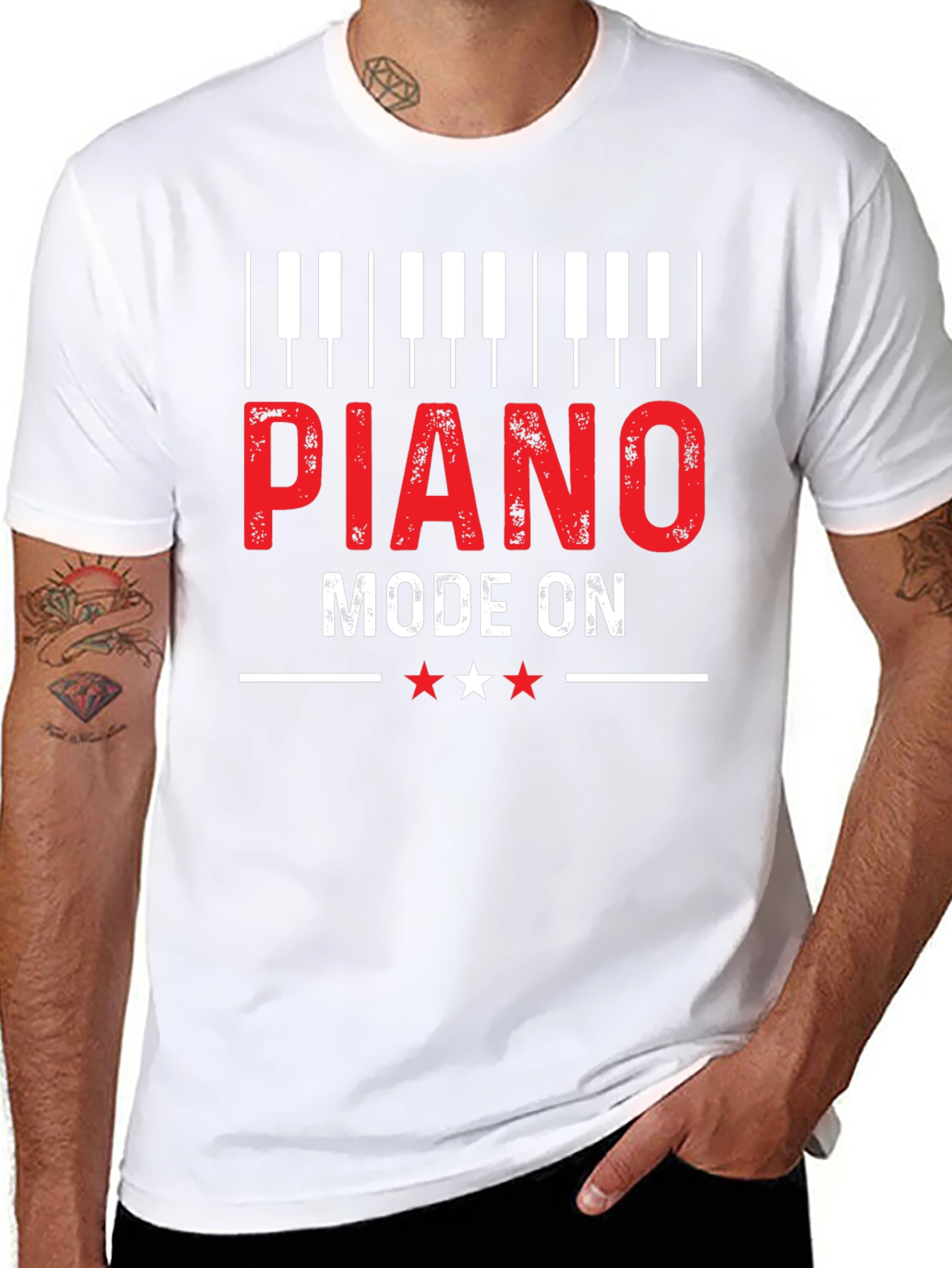 Piano Mode On Graphic Tee - Music Lover Gift