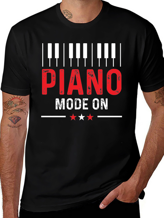 Piano Mode On Graphic Tee - Music Lover Gift