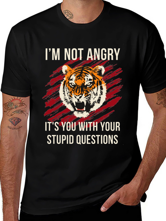 Im Not Angry Tiger Graphic Tee - Black Cotton Shirt