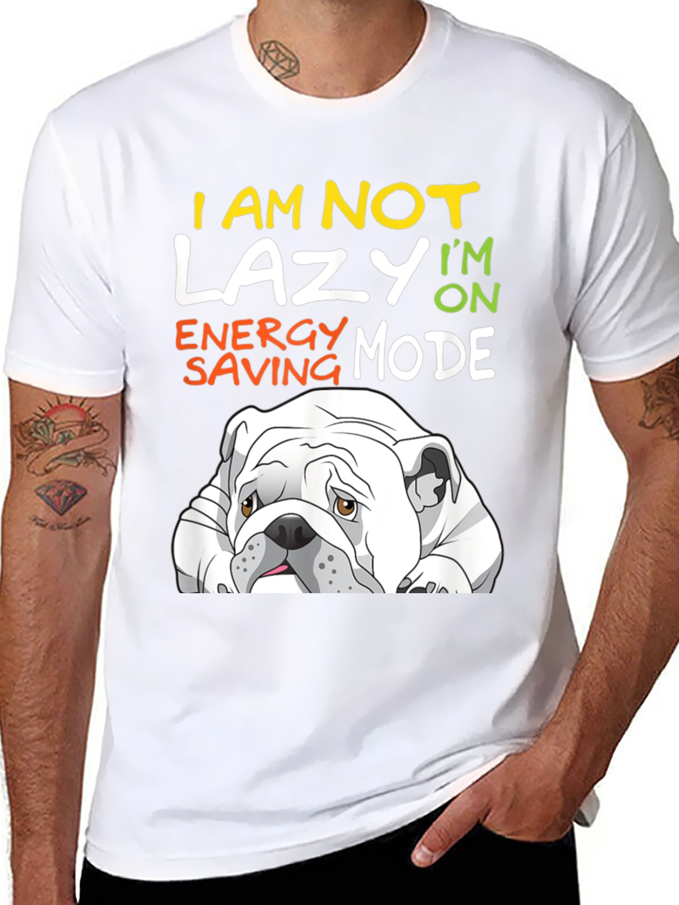 Lazy Bulldog T-Shirt - Energy Saving Mode Tee