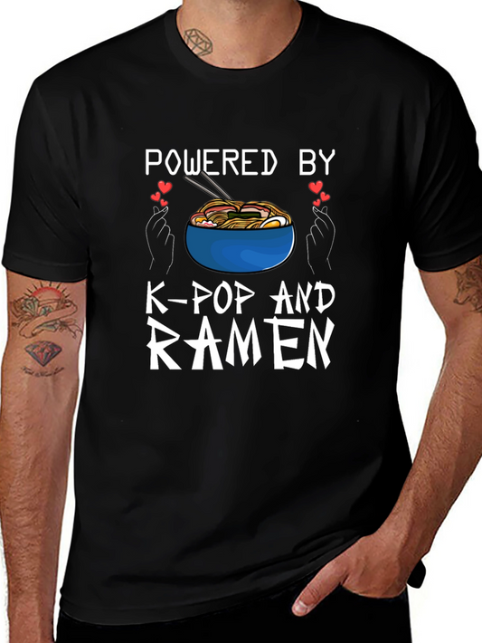 Powered by K-Pop and Ramen Black T-Shirt