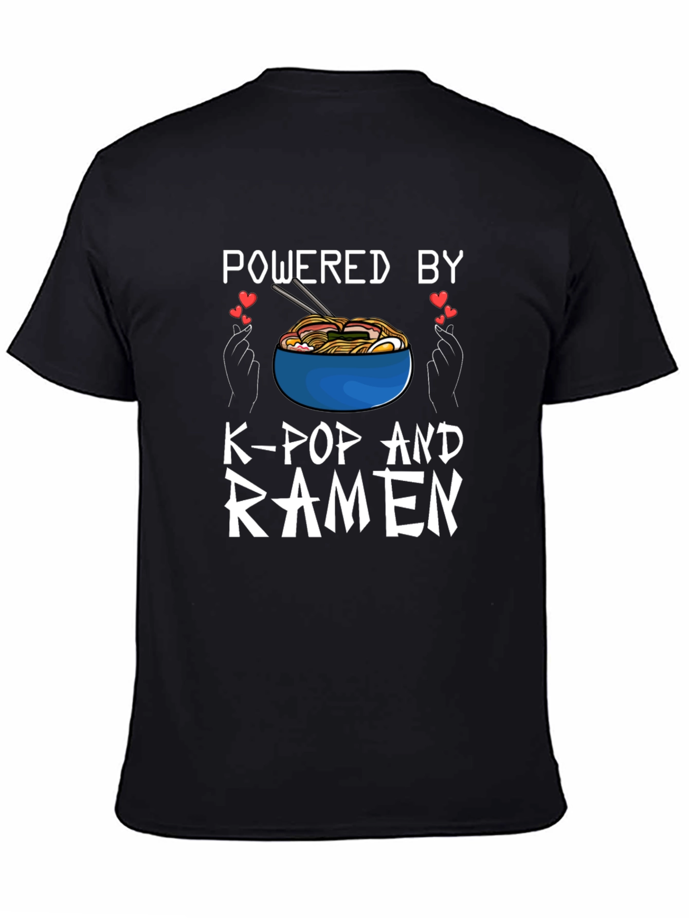 Powered by K-Pop and Ramen Black T-Shirt