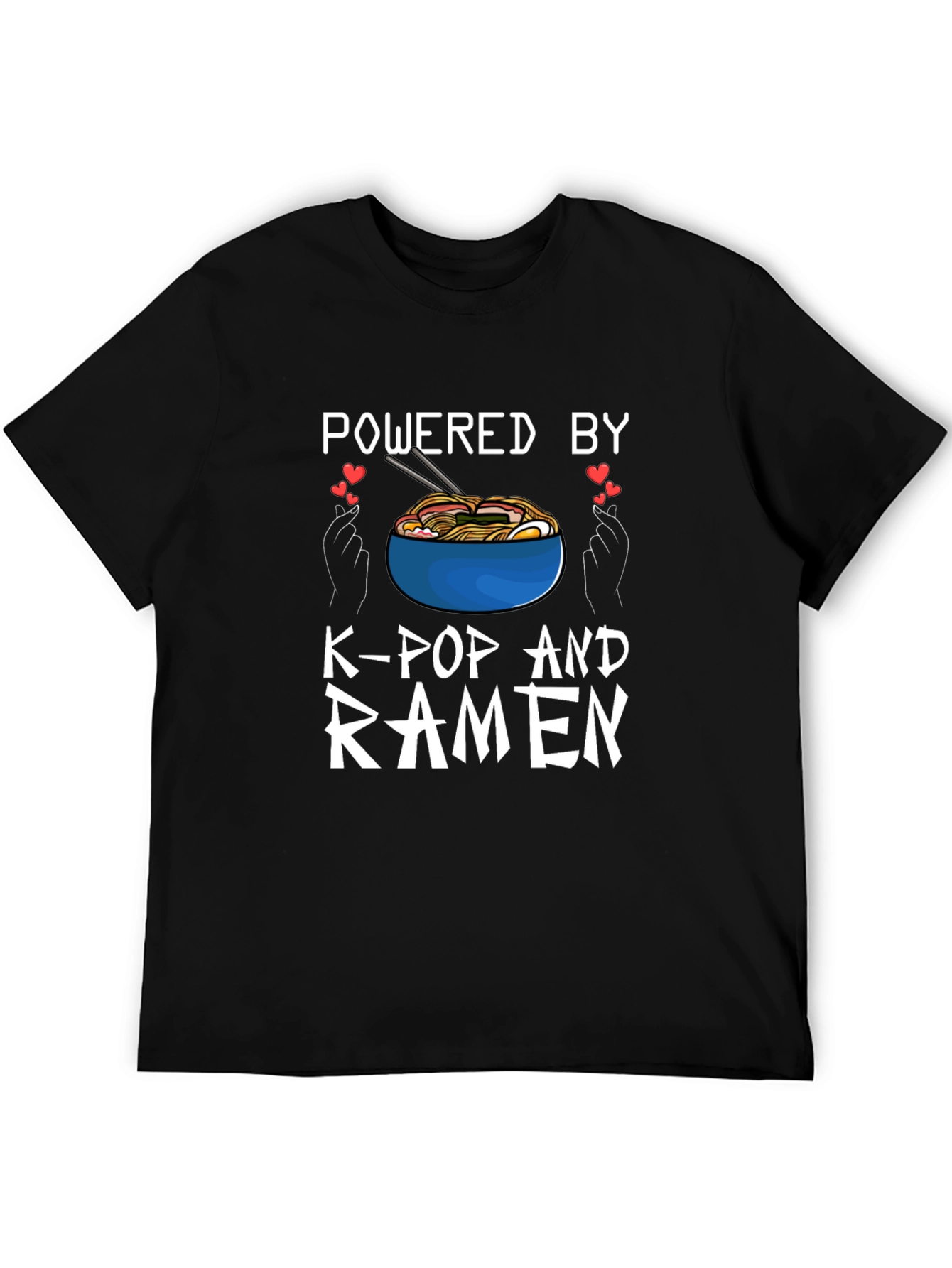 Powered by K-Pop and Ramen Black T-Shirt