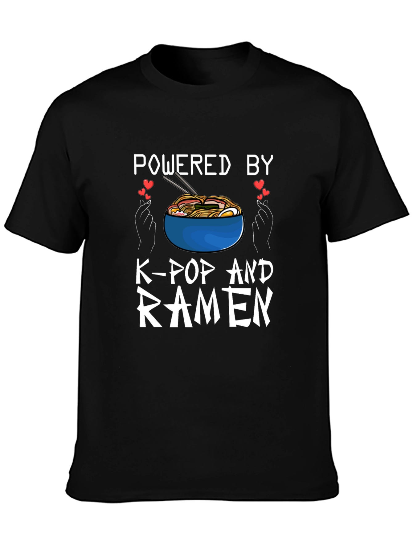 Powered by K-Pop and Ramen Black T-Shirt