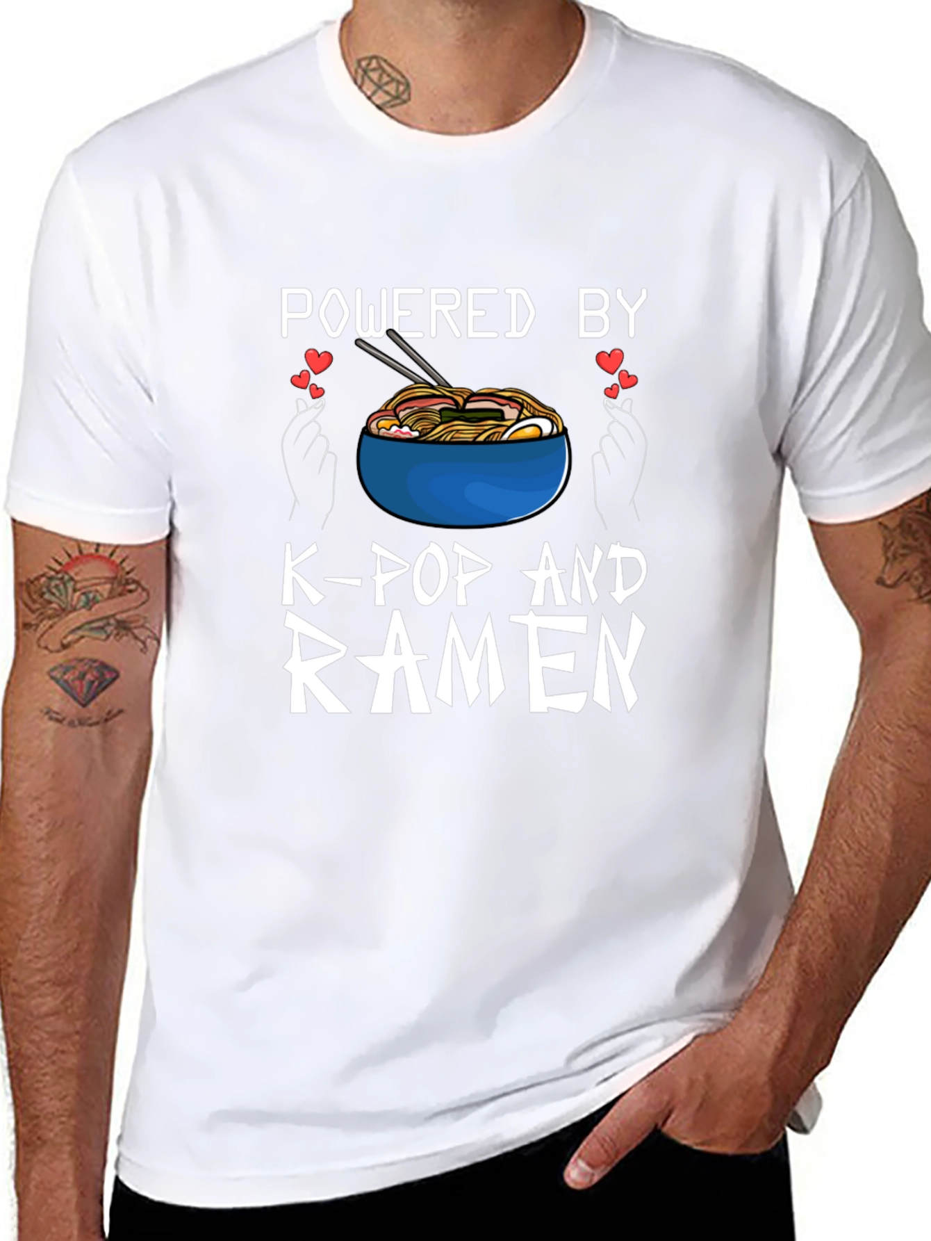 Powered by K-Pop and Ramen Black T-Shirt