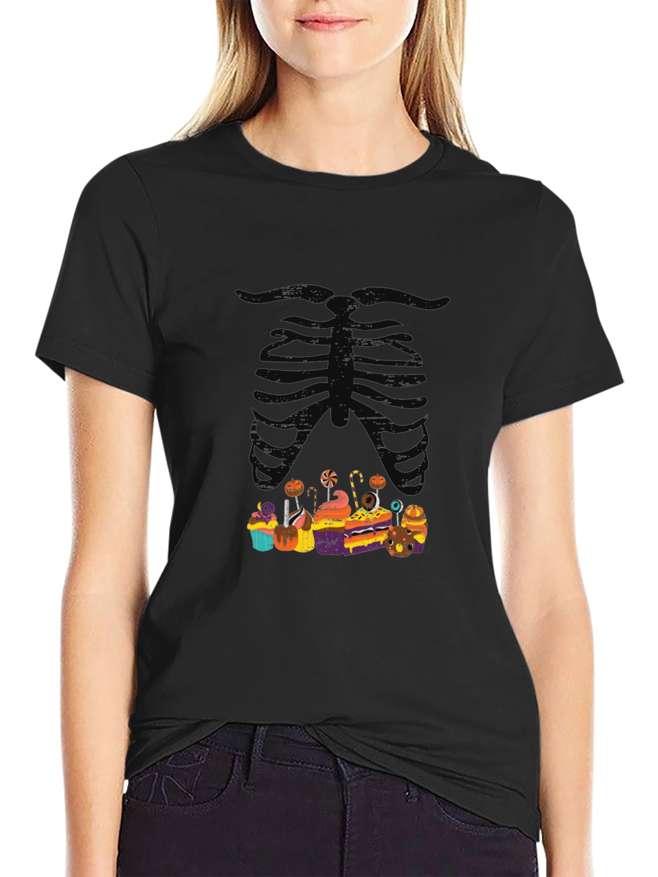 Halloween Skeleton Treats Graphic T-Shirt