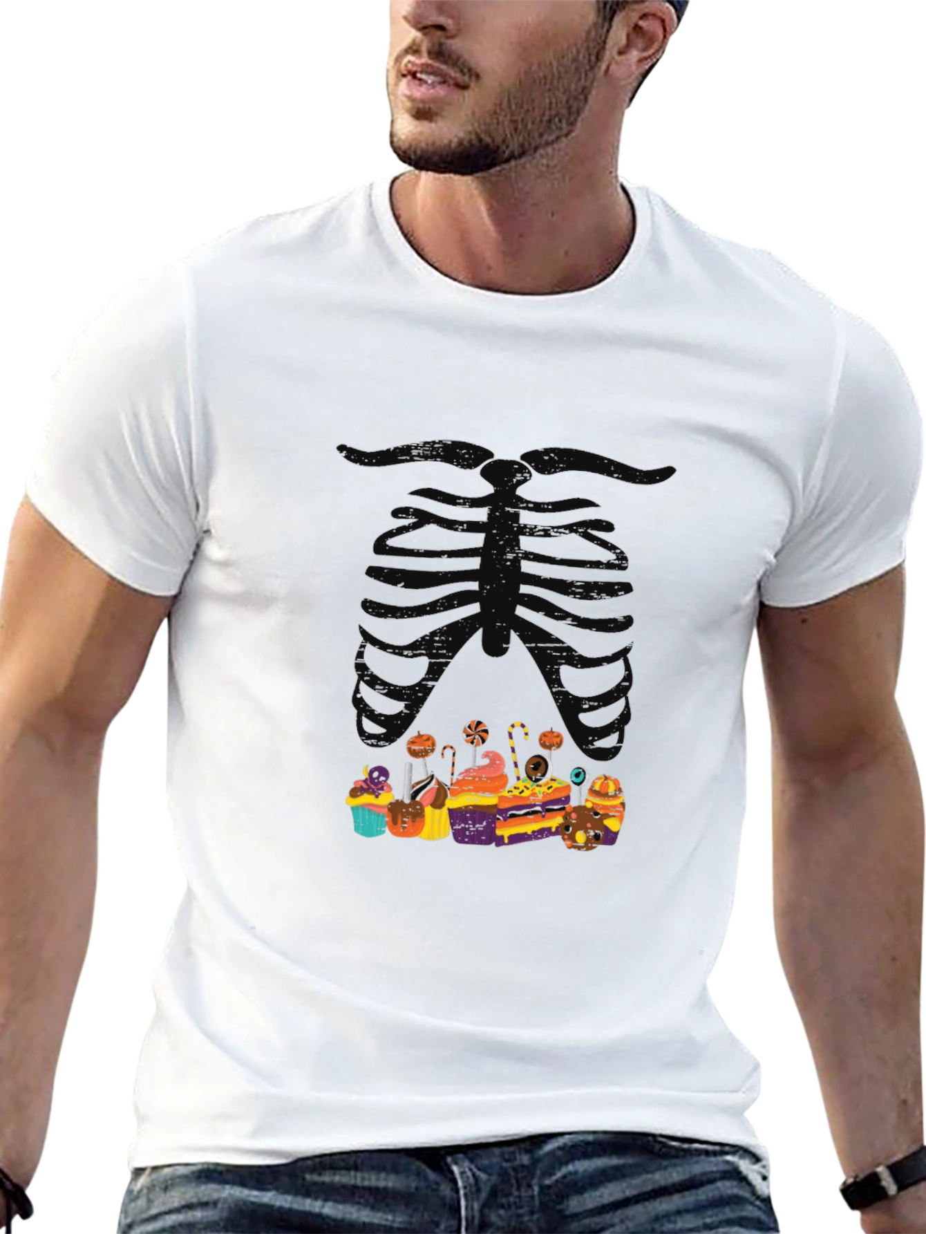 Halloween Skeleton Treats Graphic T-Shirt