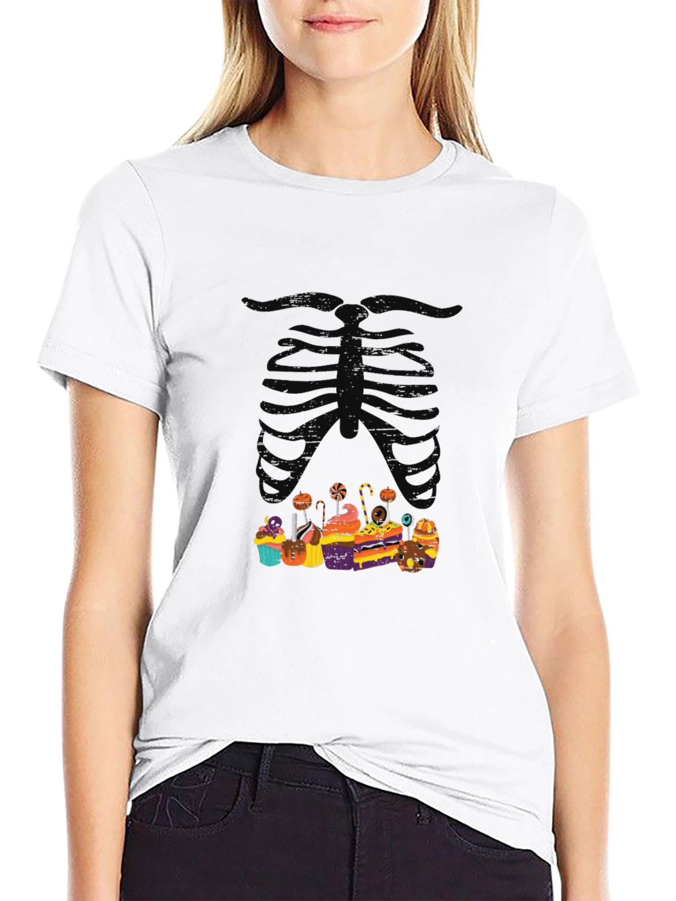 Halloween Skeleton Treats Graphic T-Shirt