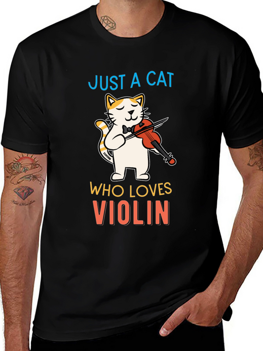 Cat Violinist T-Shirt - Musical Feline Tee