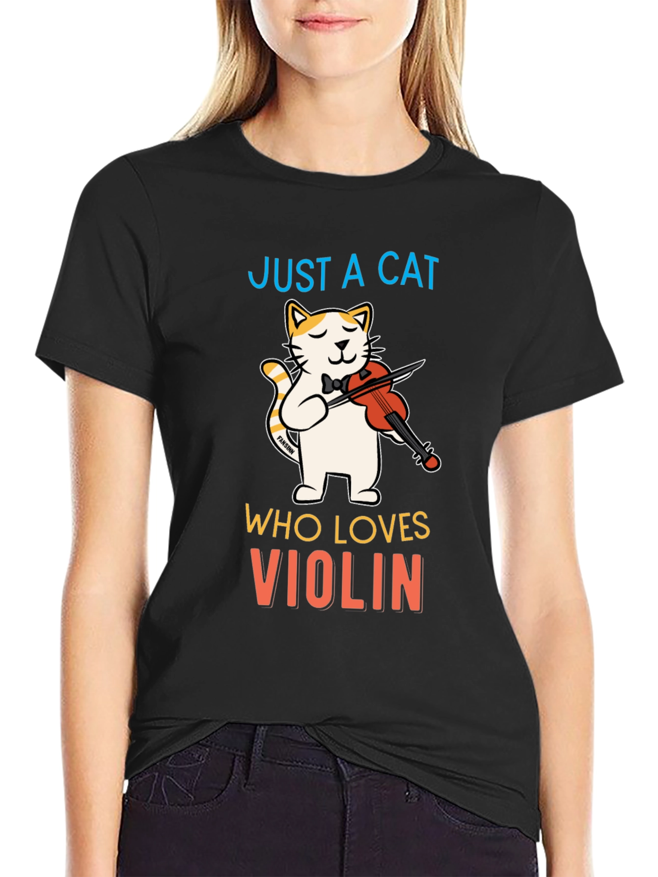 Cat Violinist T-Shirt - Musical Feline Tee