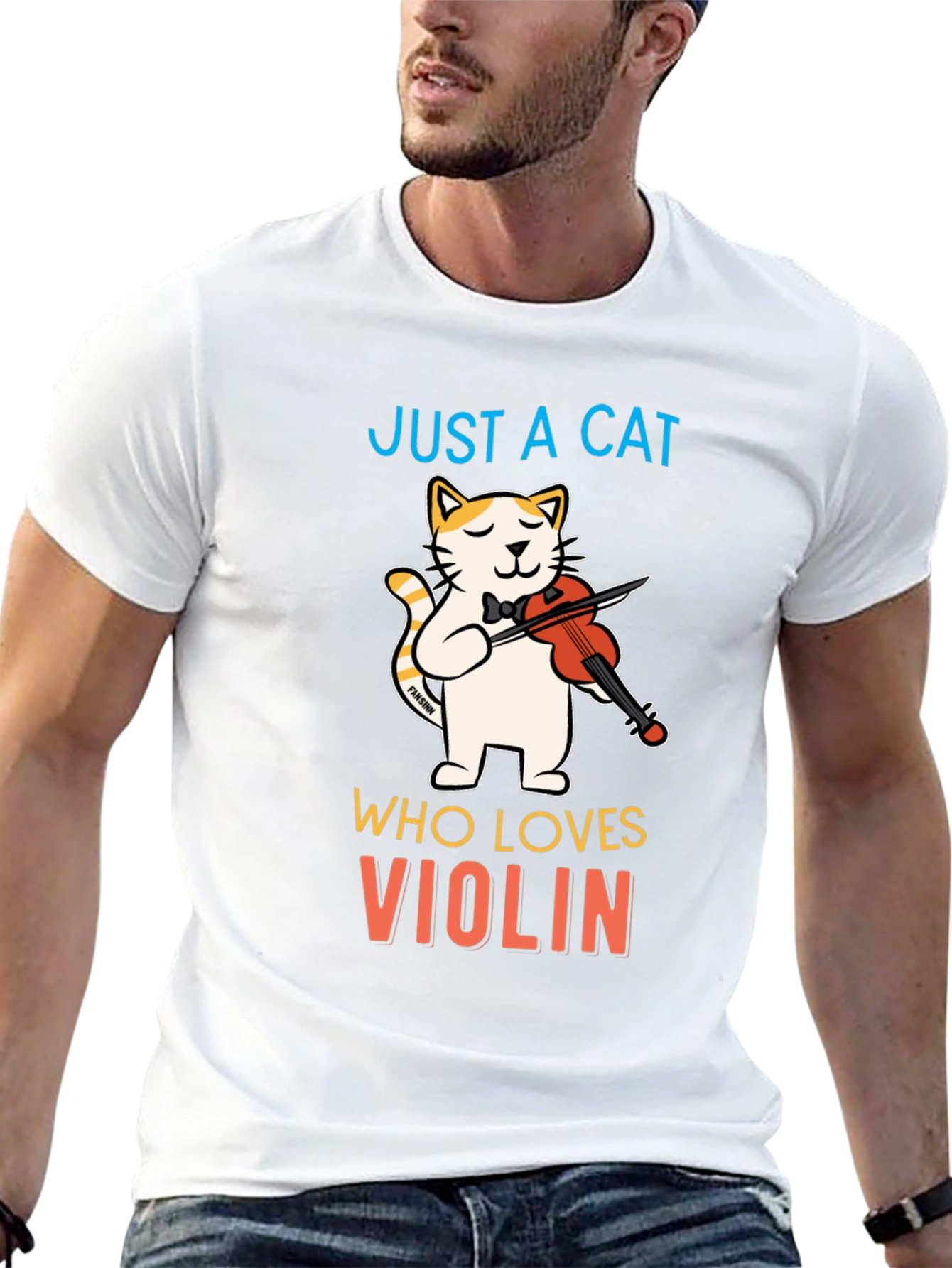 Cat Violinist T-Shirt - Musical Feline Tee
