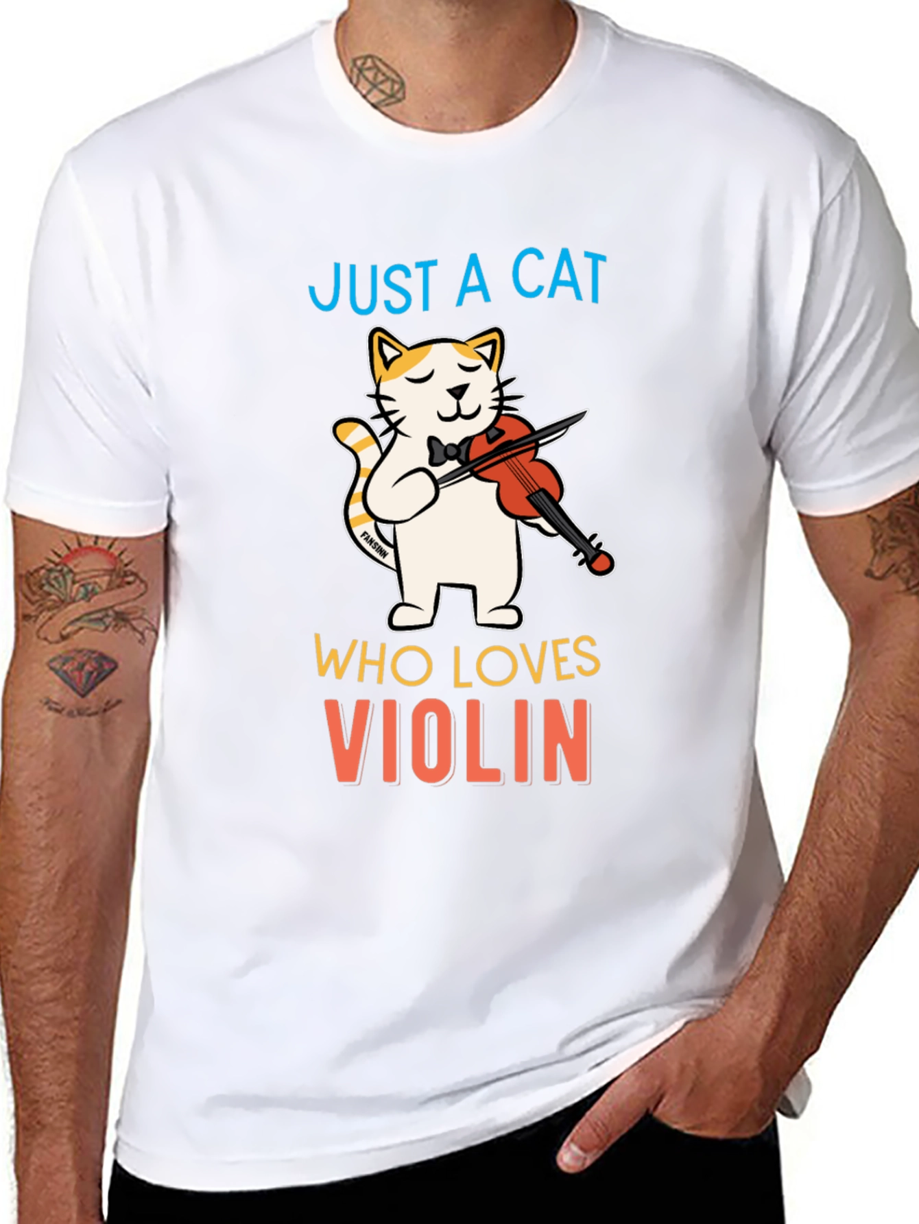 Cat Violinist T-Shirt - Musical Feline Tee
