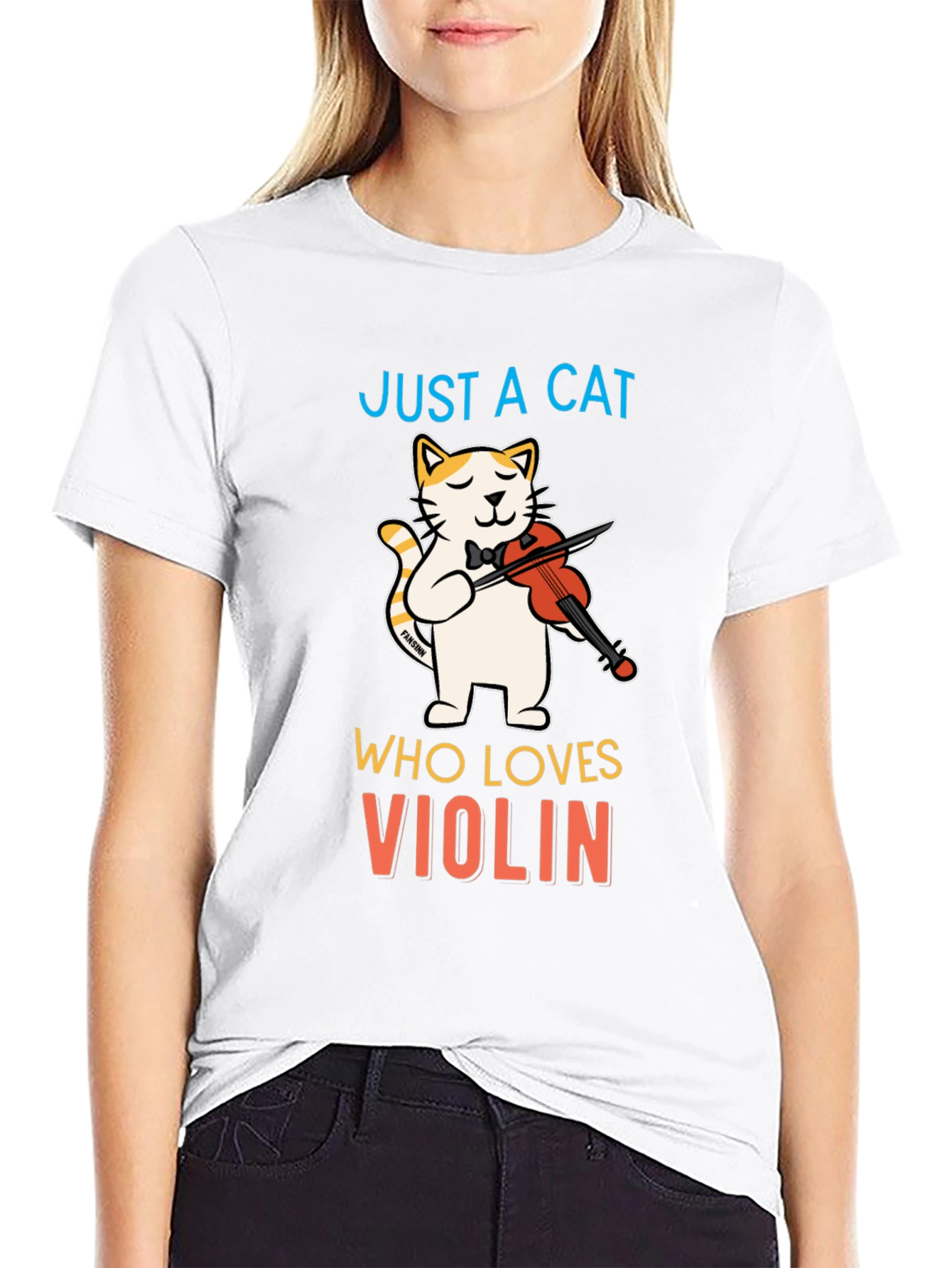 Cat Violinist T-Shirt - Musical Feline Tee