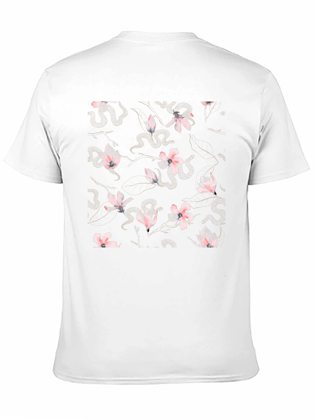 Black Floral Snake Print Crew Neck T-Shirt