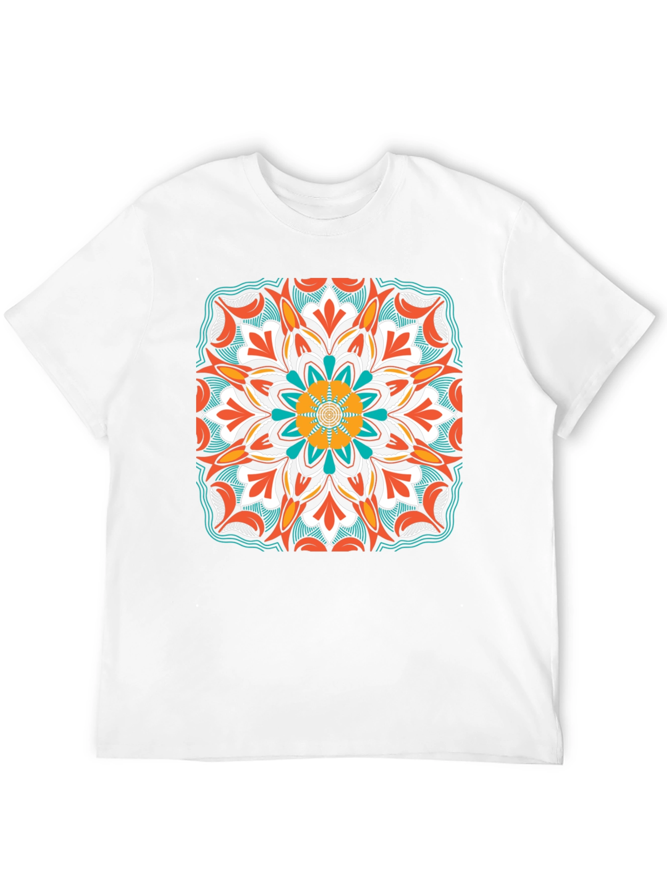 Geometric Mandala Design Black T-Shirt