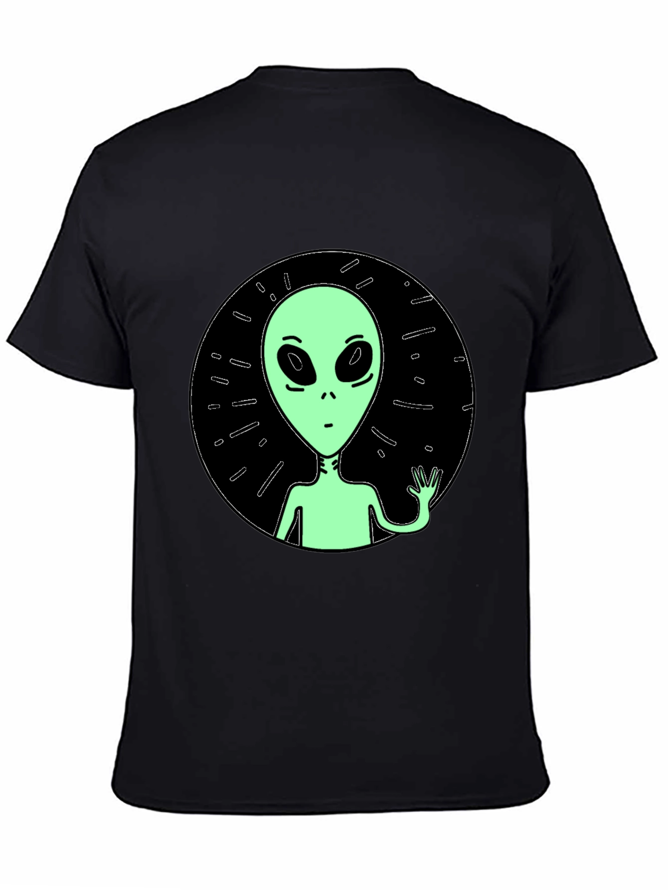 Alien Graphic Tee - Black Crew Neck T-Shirt