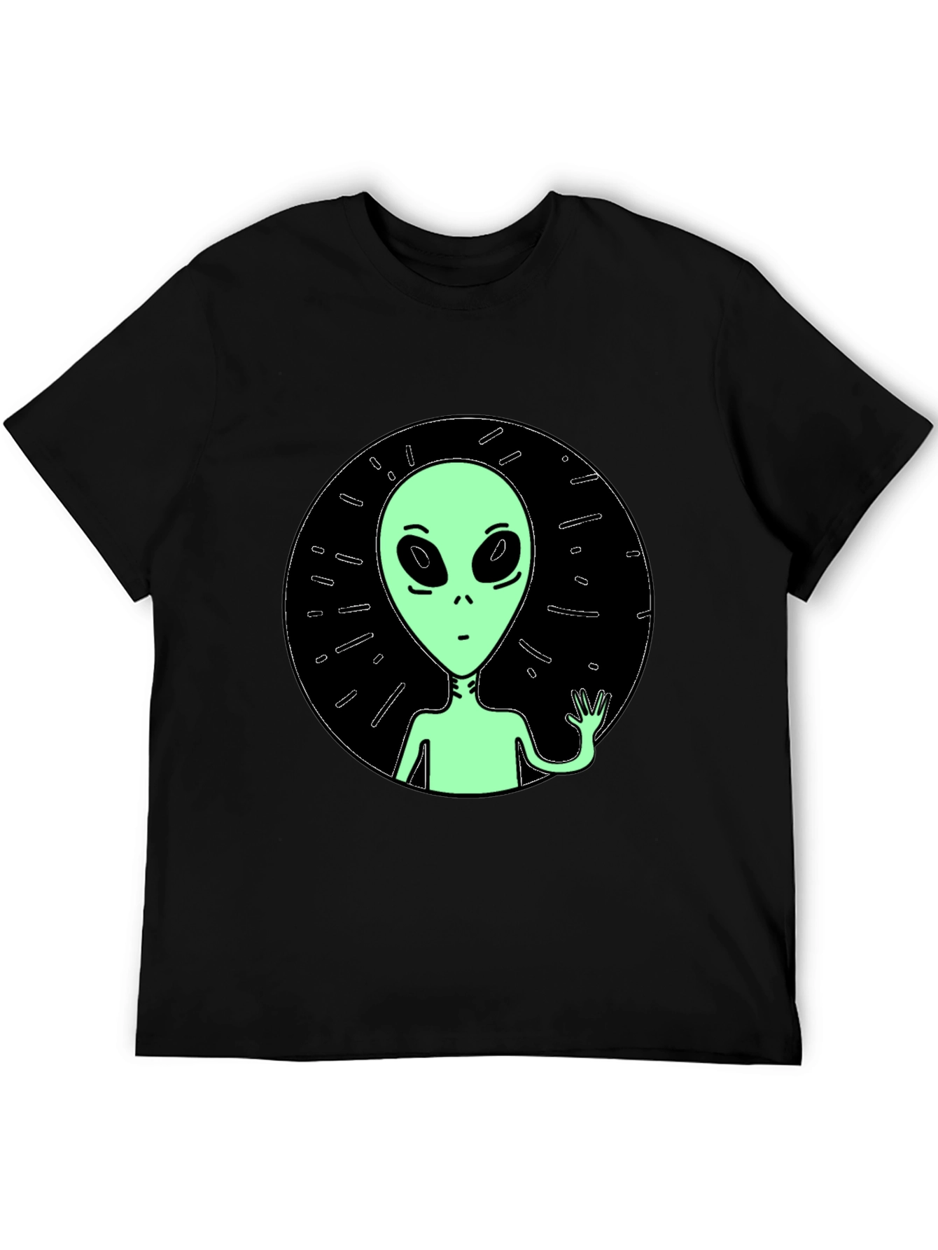 Alien Graphic Tee - Black Crew Neck T-Shirt