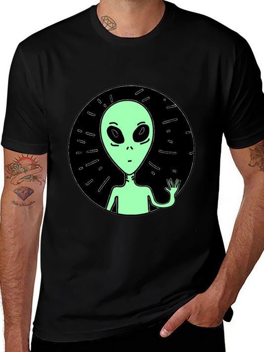 Alien Graphic Tee - Black Crew Neck T-Shirt