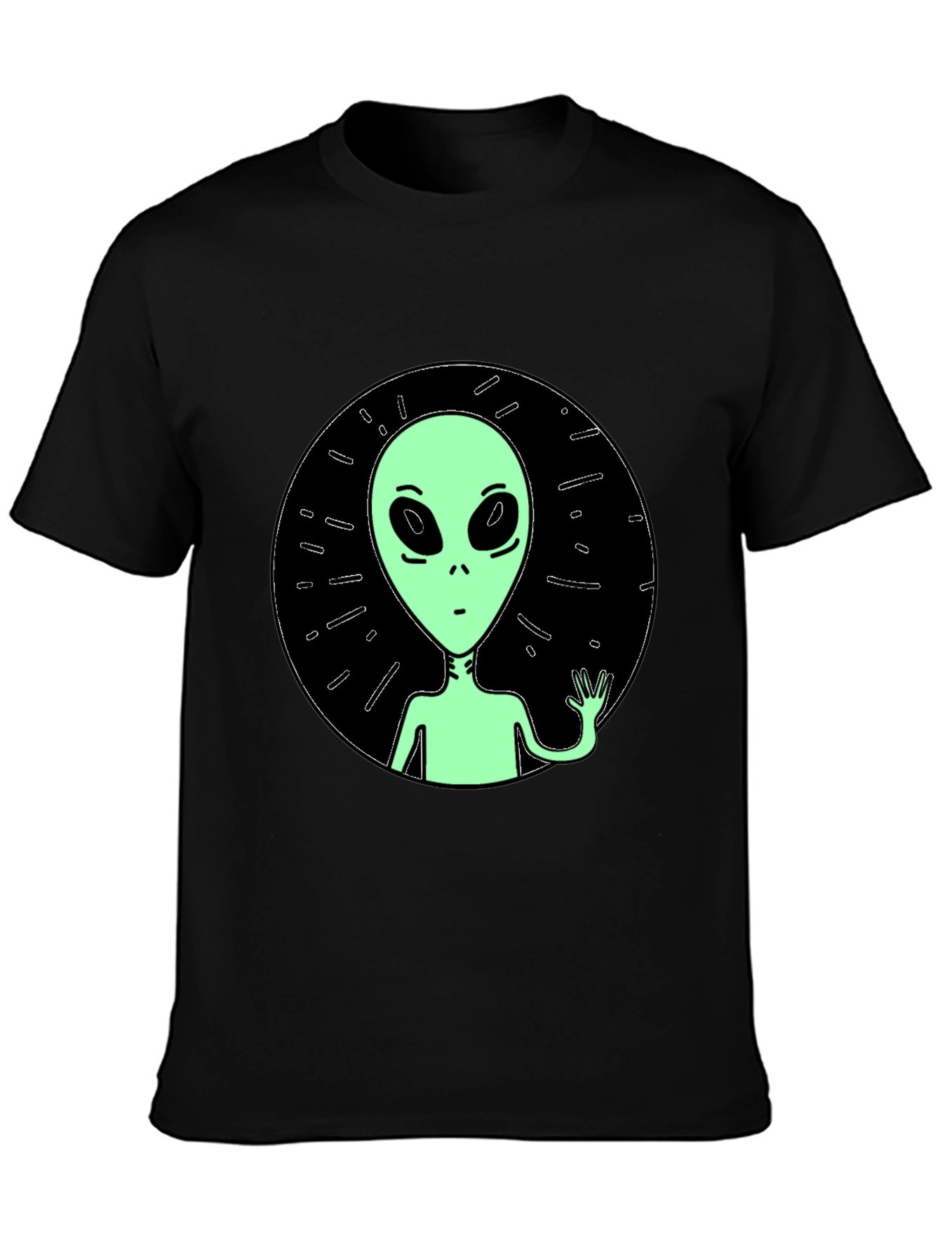 Alien Graphic Tee - Black Crew Neck T-Shirt