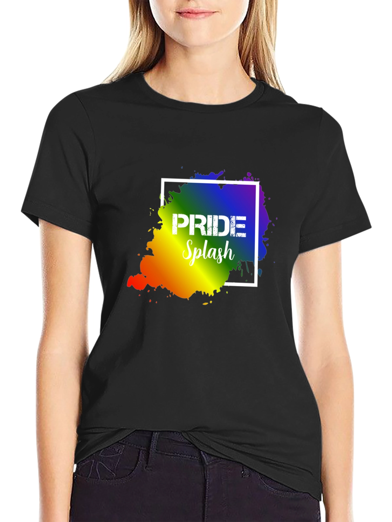 Pride Splash T-Shirt: Rainbow Design Soft Cotton