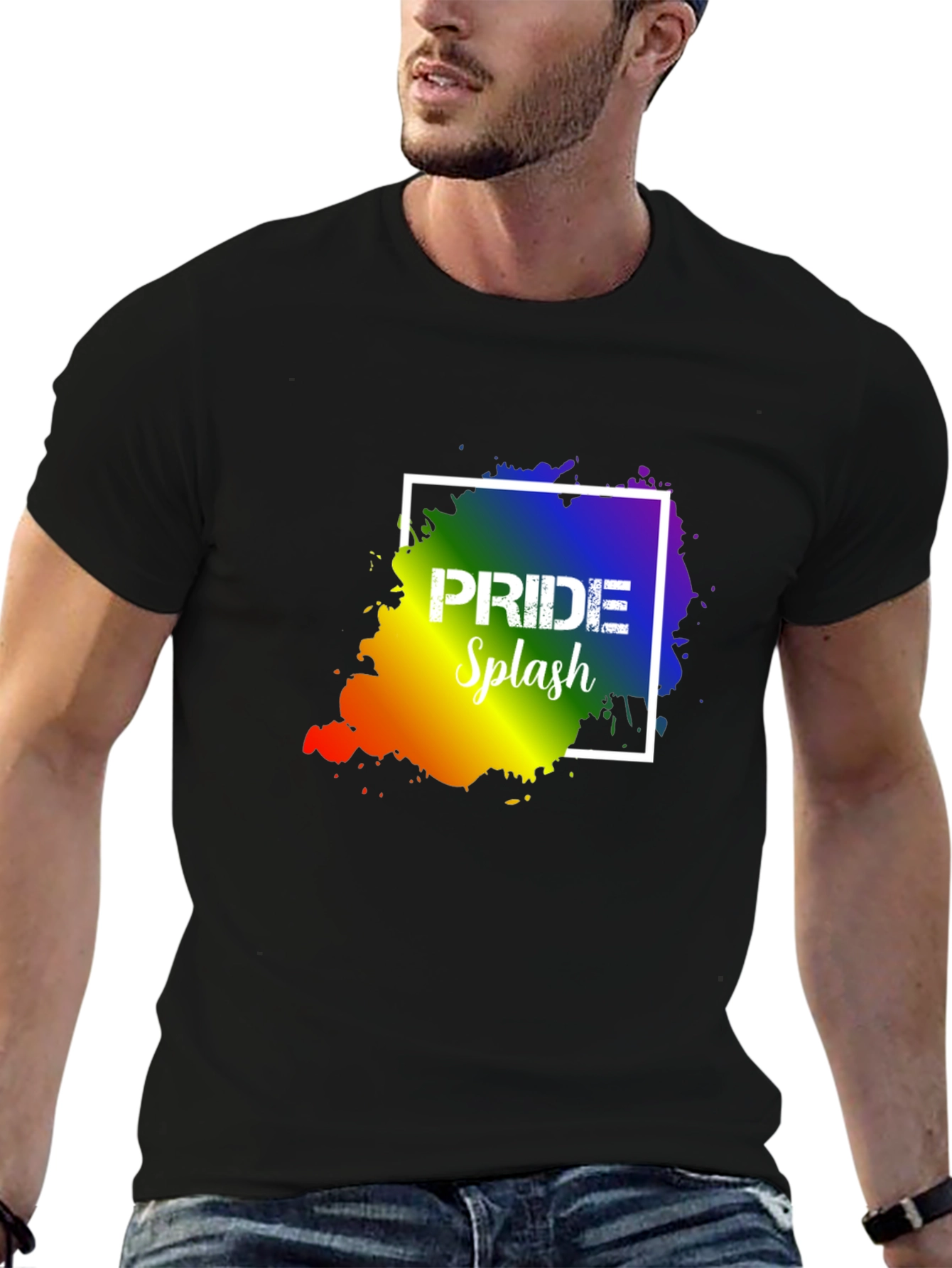 Pride Splash T-Shirt: Rainbow Design Soft Cotton