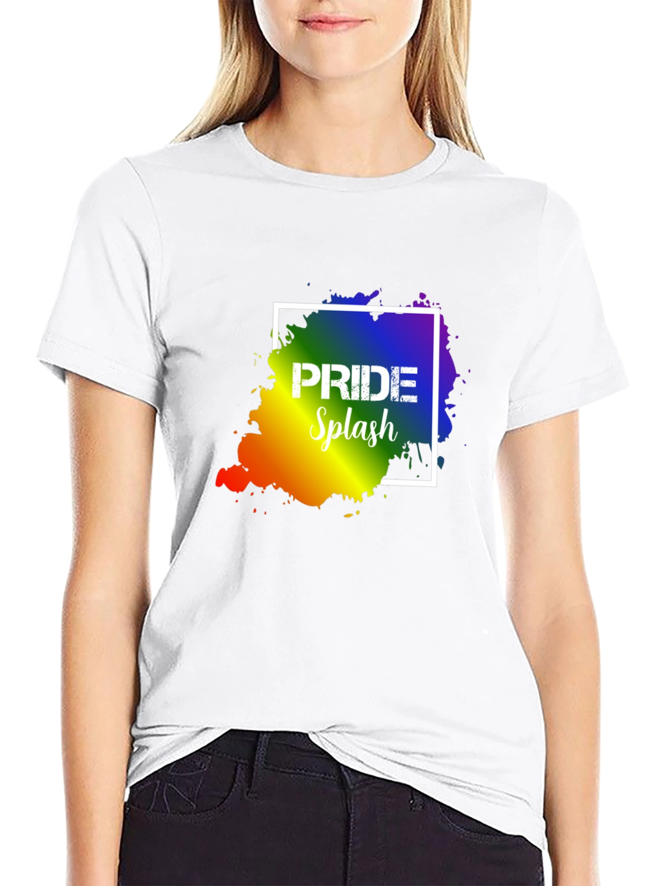 Pride Splash T-Shirt: Rainbow Design Soft Cotton