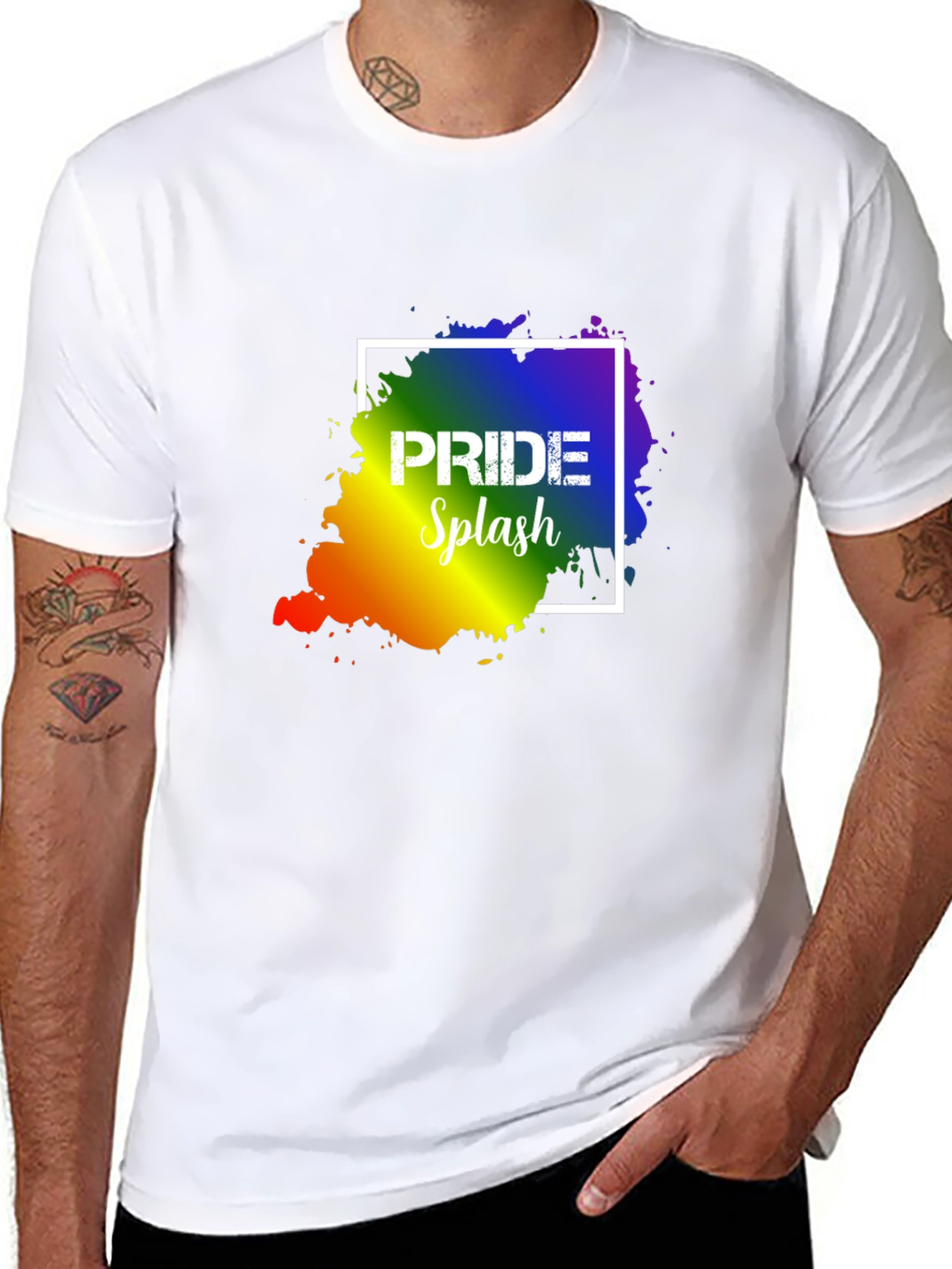 Pride Splash T-Shirt: Rainbow Design Soft Cotton