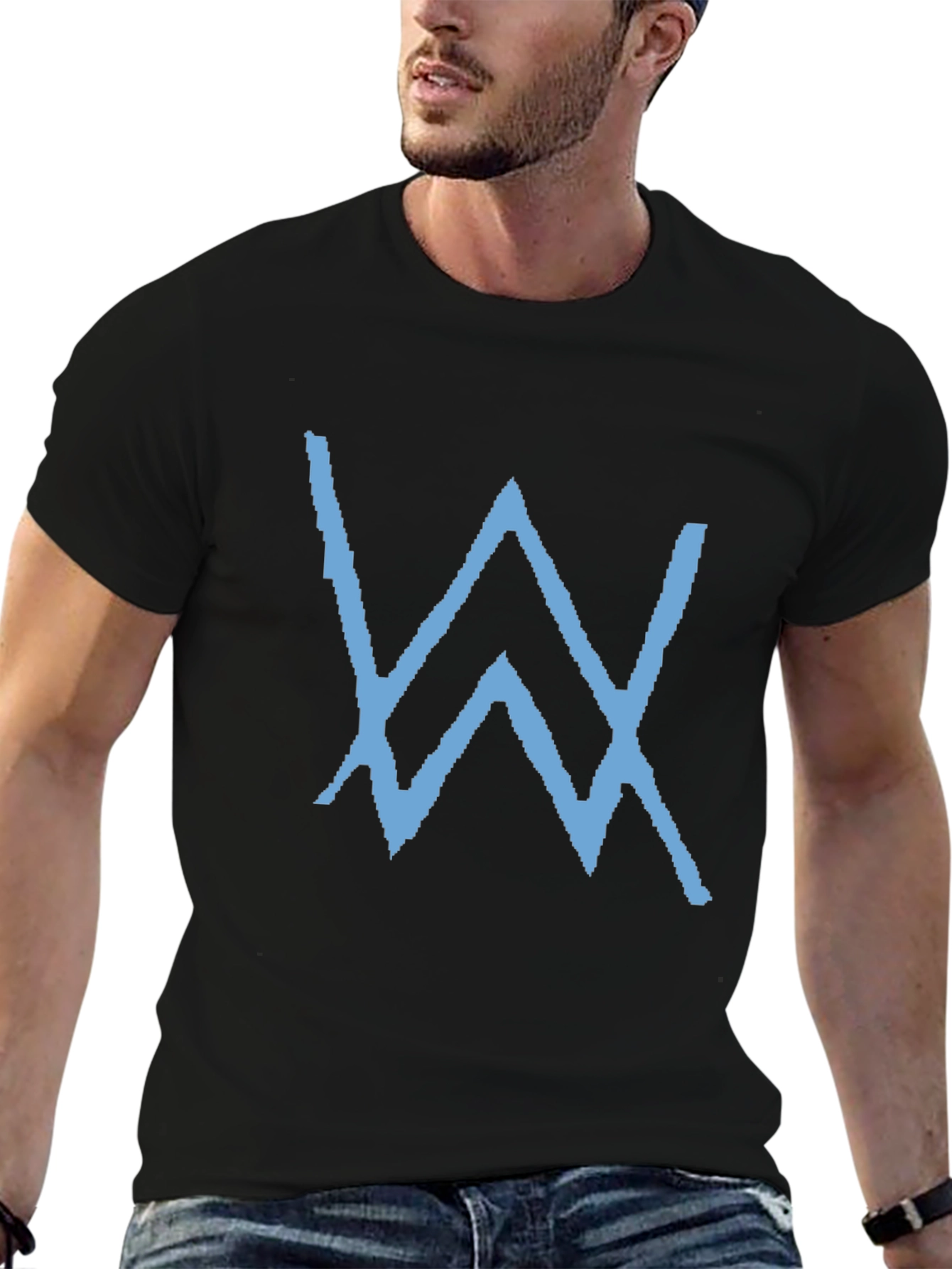 Black T-Shirt with Blue W Logo