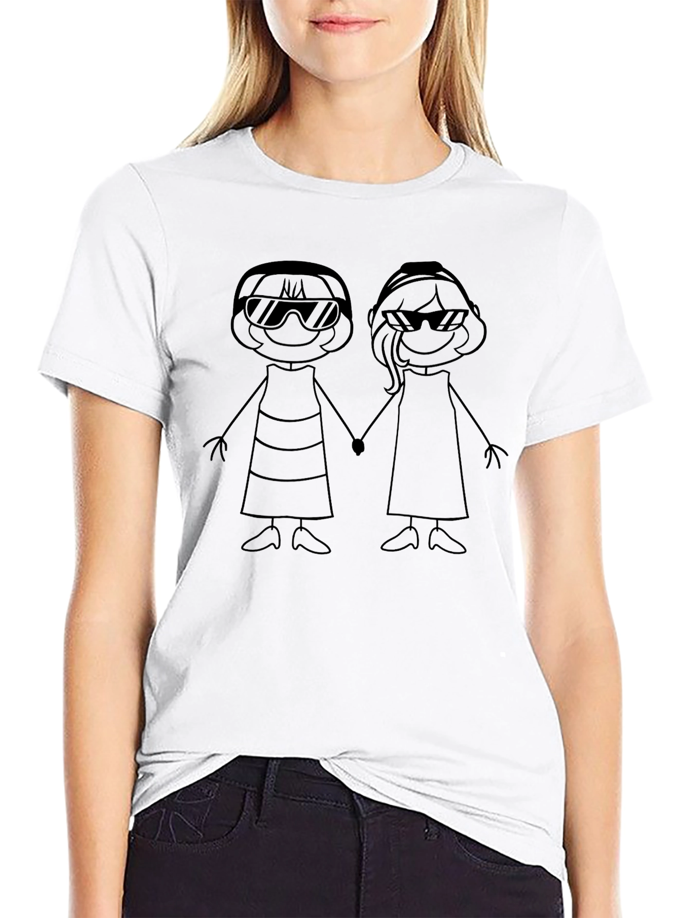 Stick Figure Best Friends Graphic Tee - Unisex