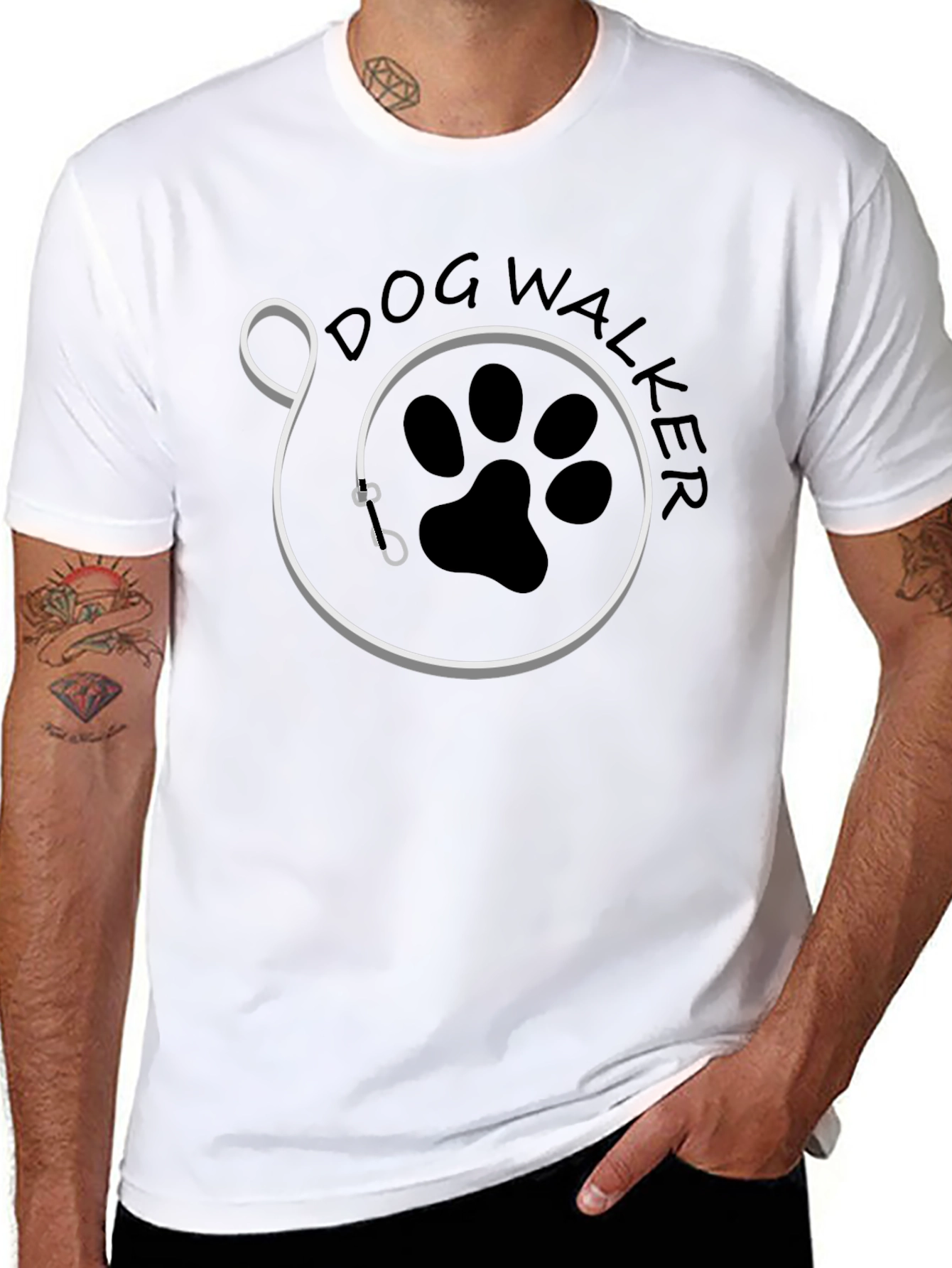 Dog Walker Graphic T-Shirt - Black Cotton Tee