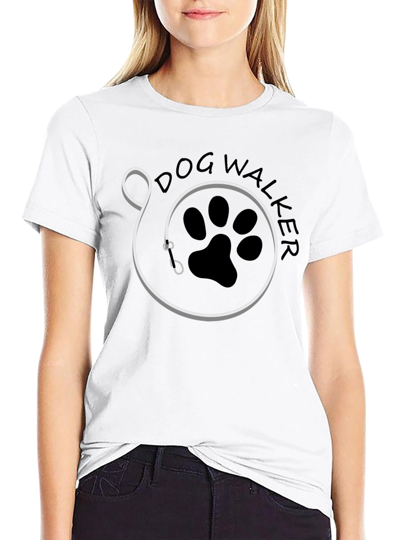 Dog Walker Graphic T-Shirt - Black Cotton Tee