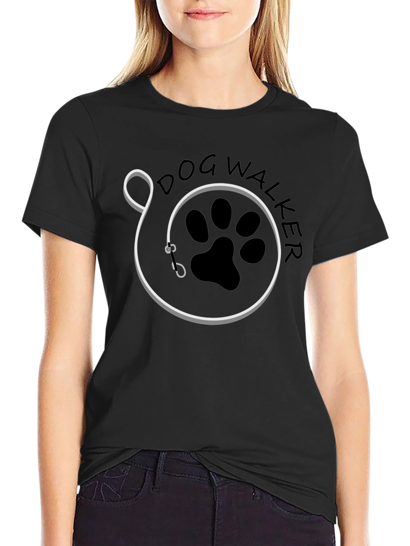 Dog Walker Graphic T-Shirt - Black Cotton Tee