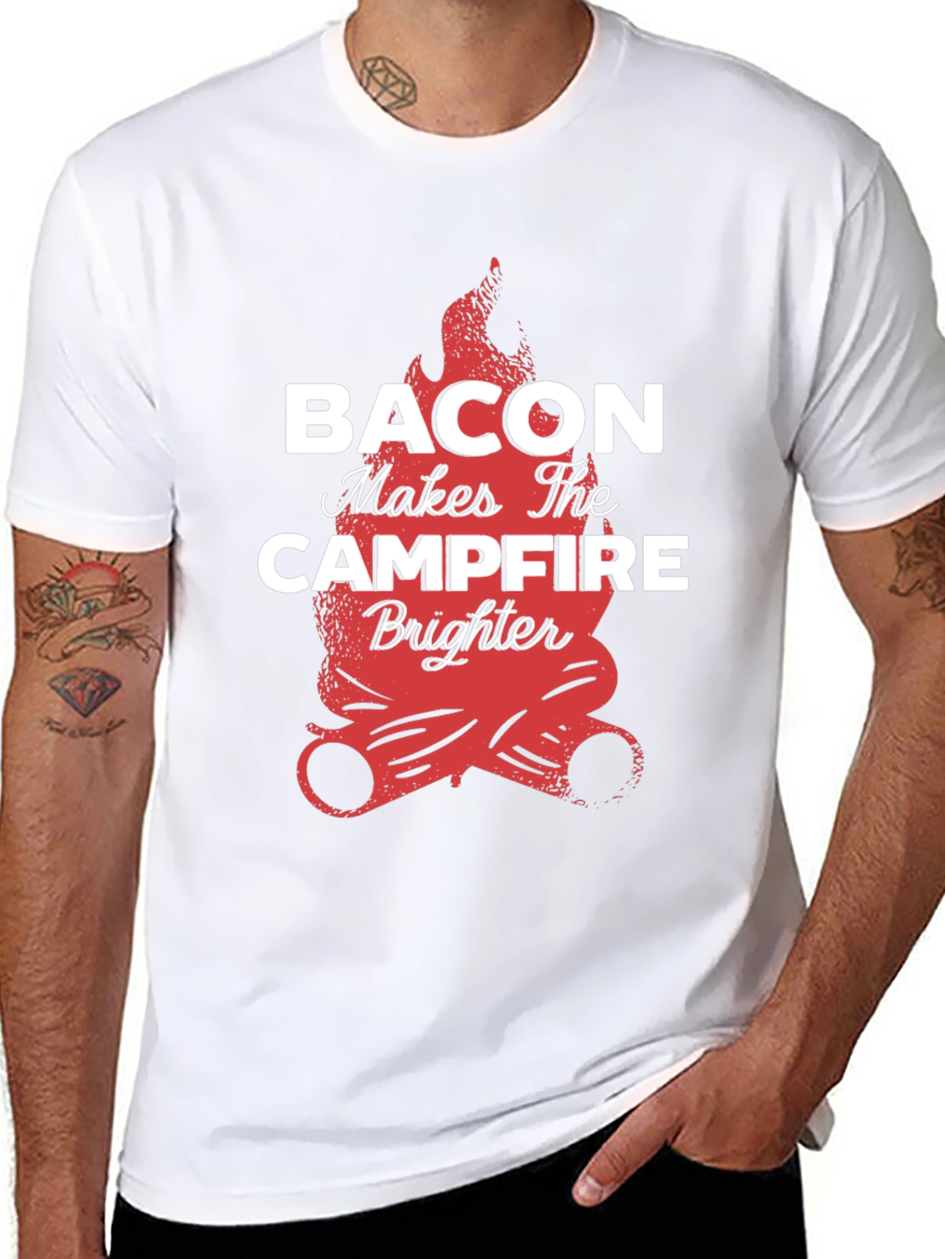 Bacon Campfire Black Graphic Tee