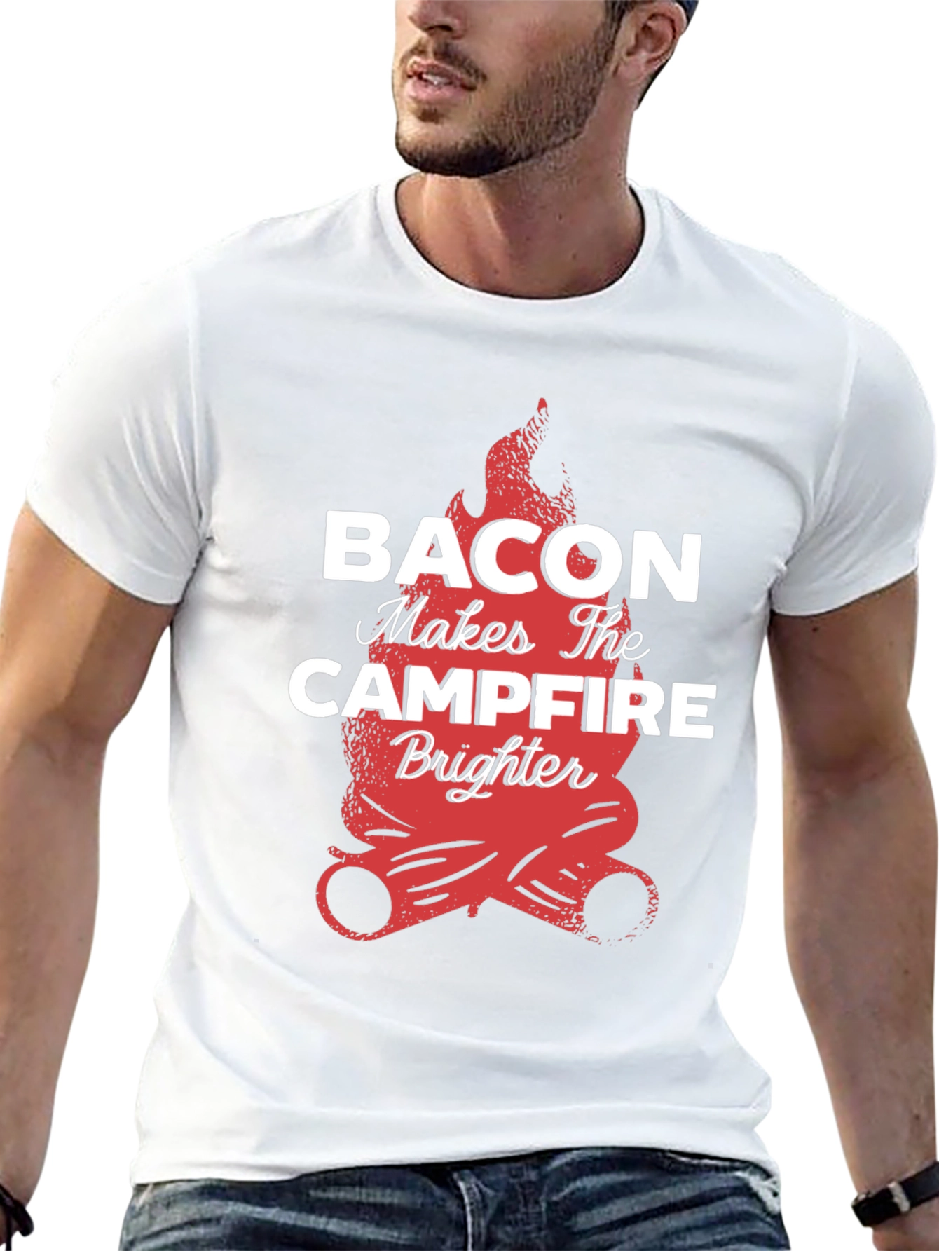 Bacon Campfire Black Graphic Tee