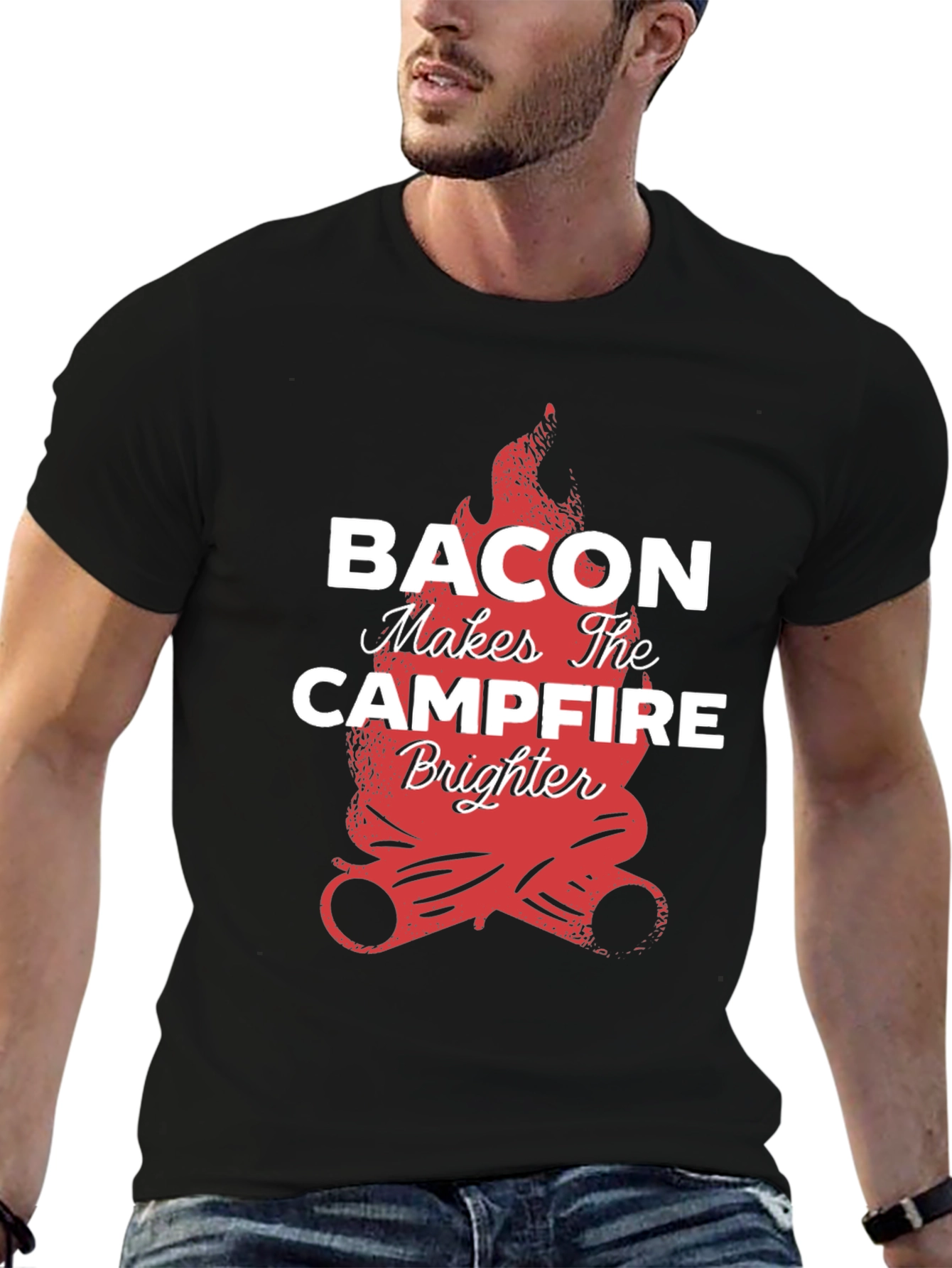 Bacon Campfire Black Graphic Tee