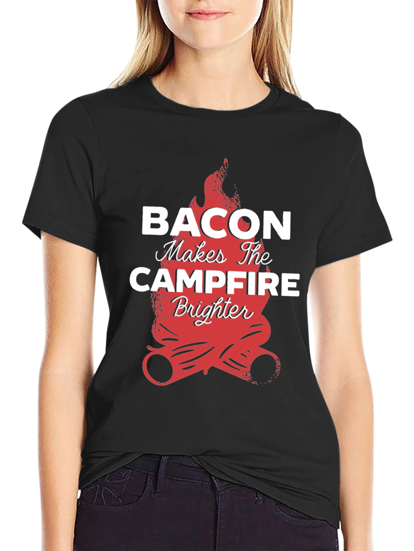 Bacon Campfire Black Graphic Tee