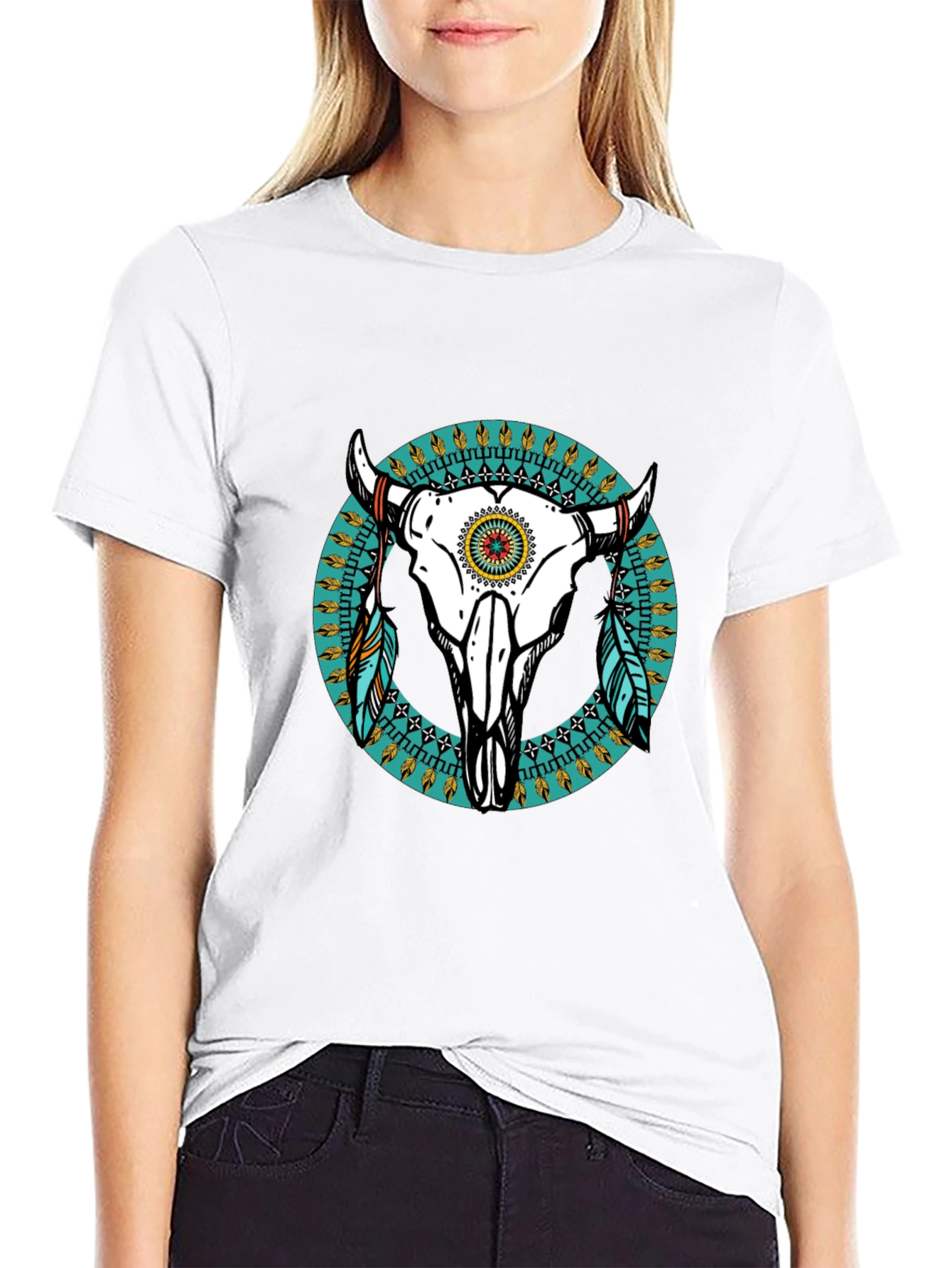 Bull Skull Graphic Tee - Western Style