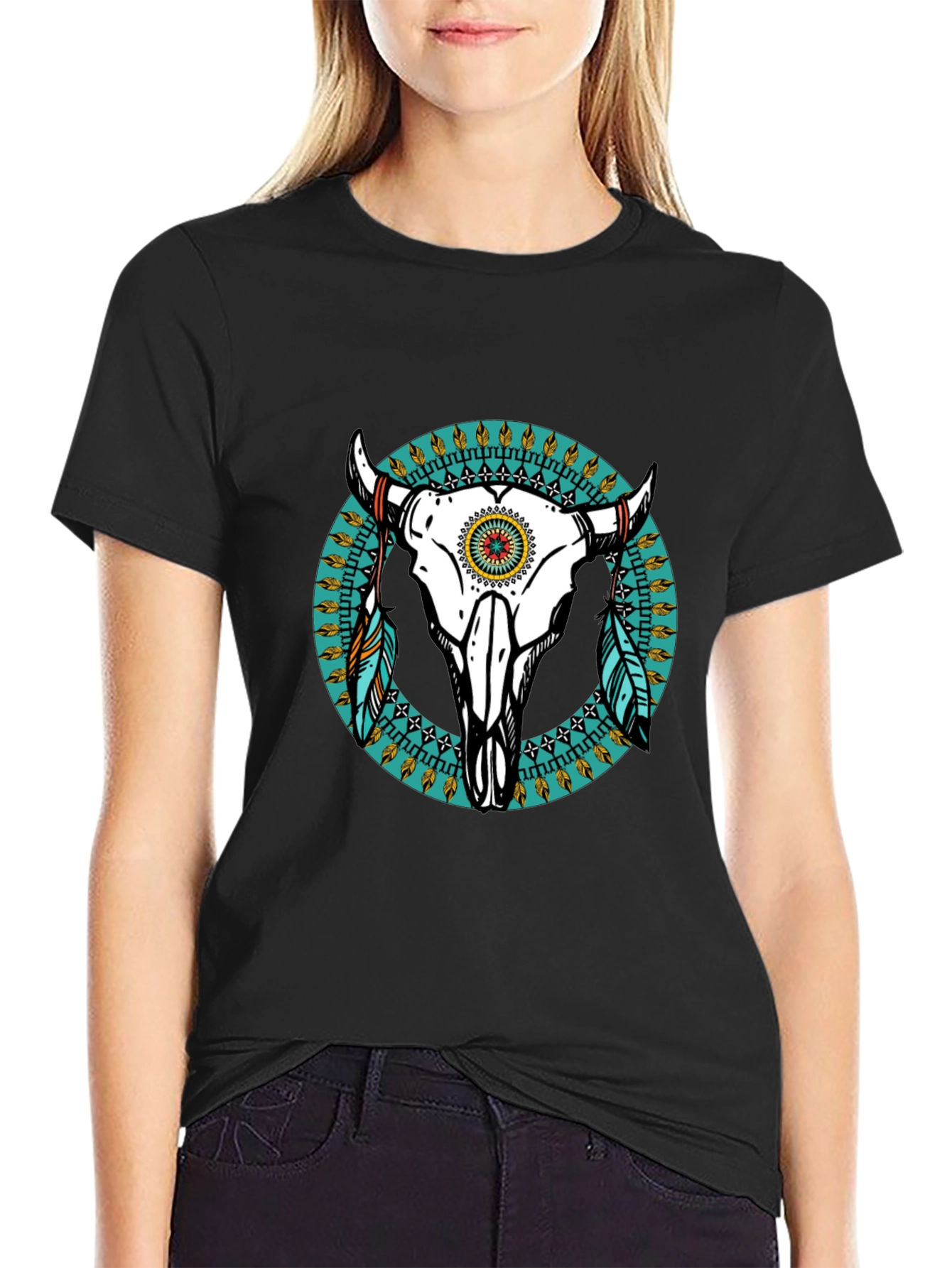 Bull Skull Graphic Tee - Western Style