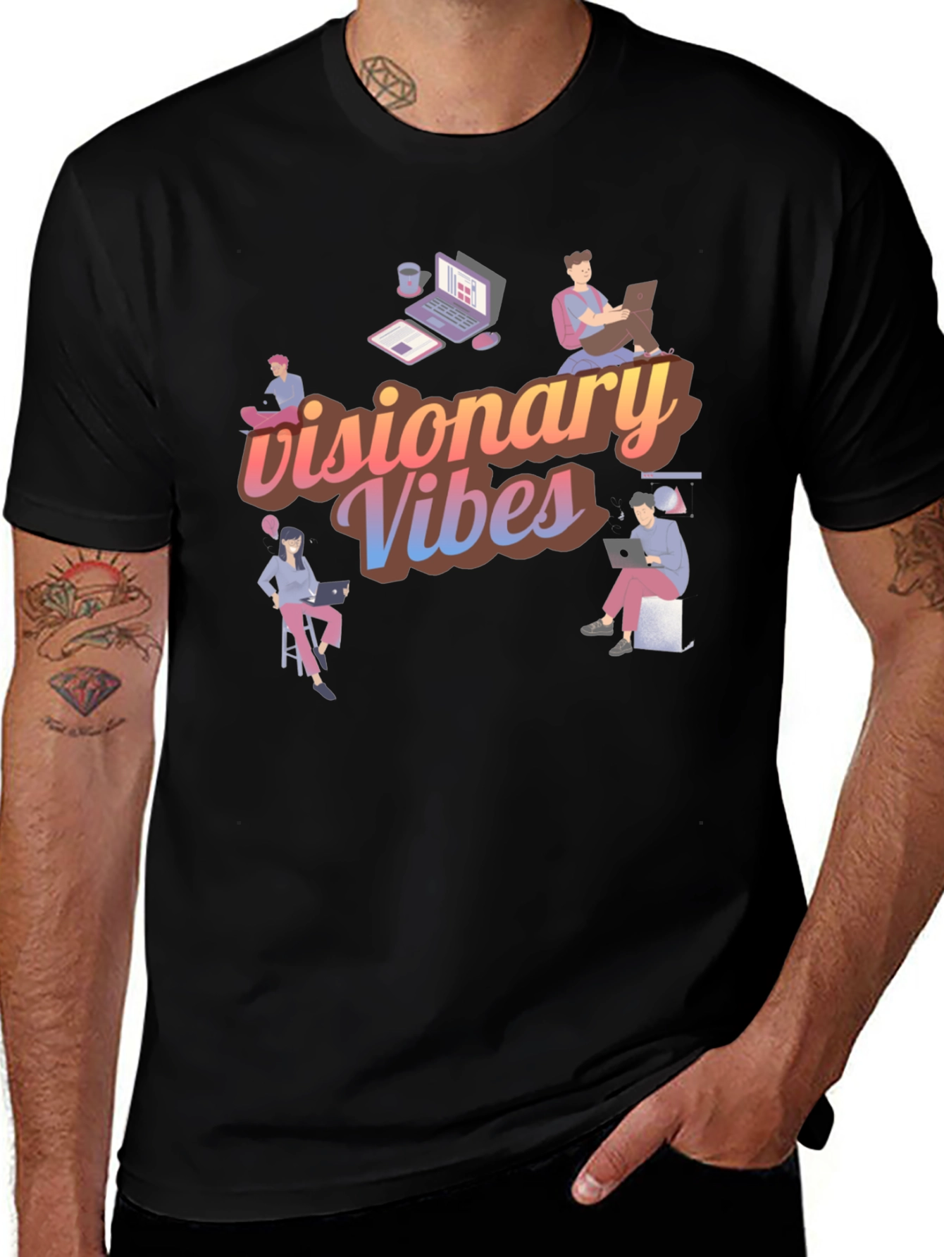 Visionary Vibes Black Graphic Tee