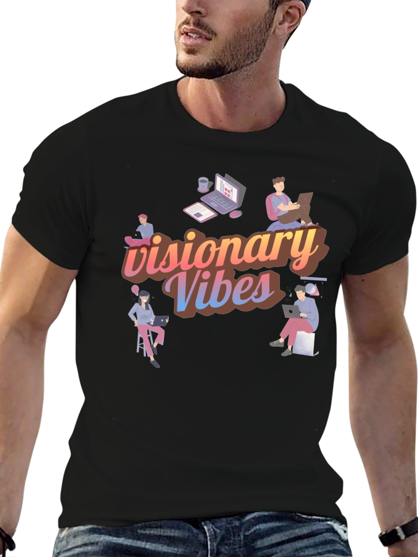 Visionary Vibes Black Graphic Tee