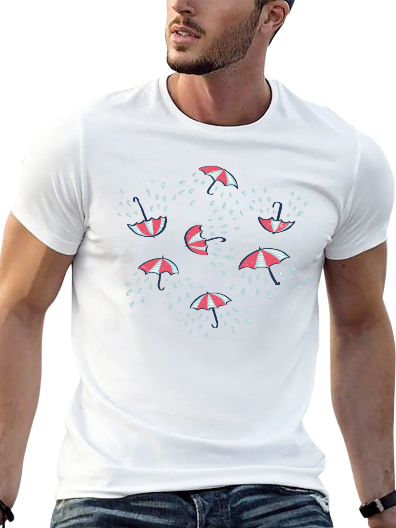 Umbrella Raindrop Graphic T-Shirt
