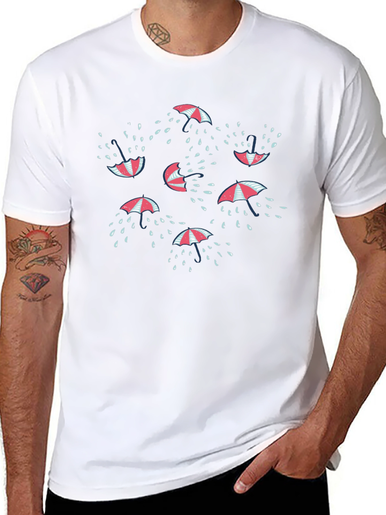 Umbrella Raindrop Graphic T-Shirt