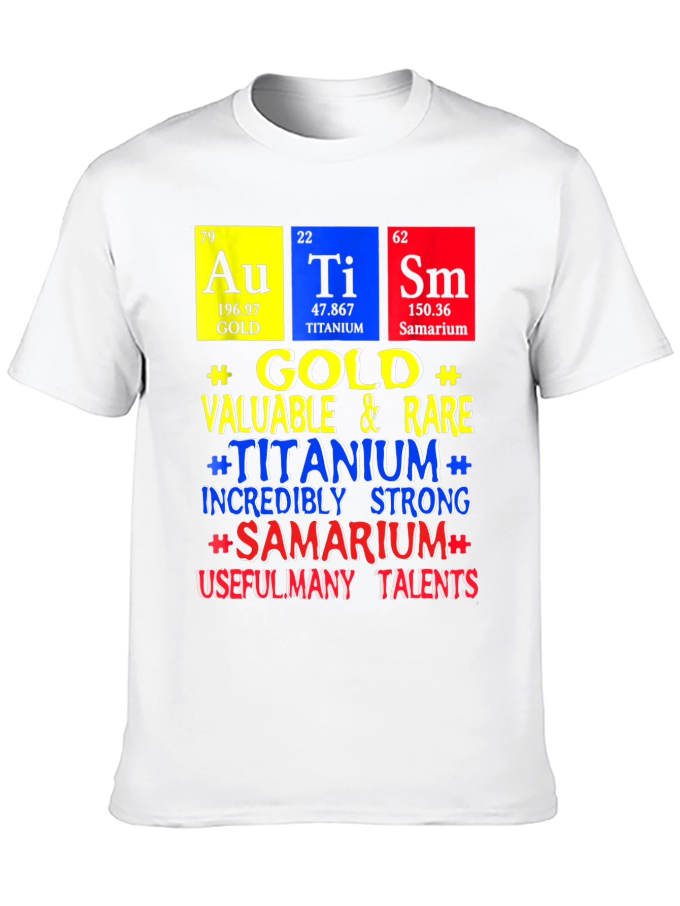Periodic Table Elements T-Shirt: Gold Titanium Samarium