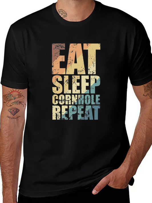 Eat Sleep Cornhole Repeat Graphic Tee